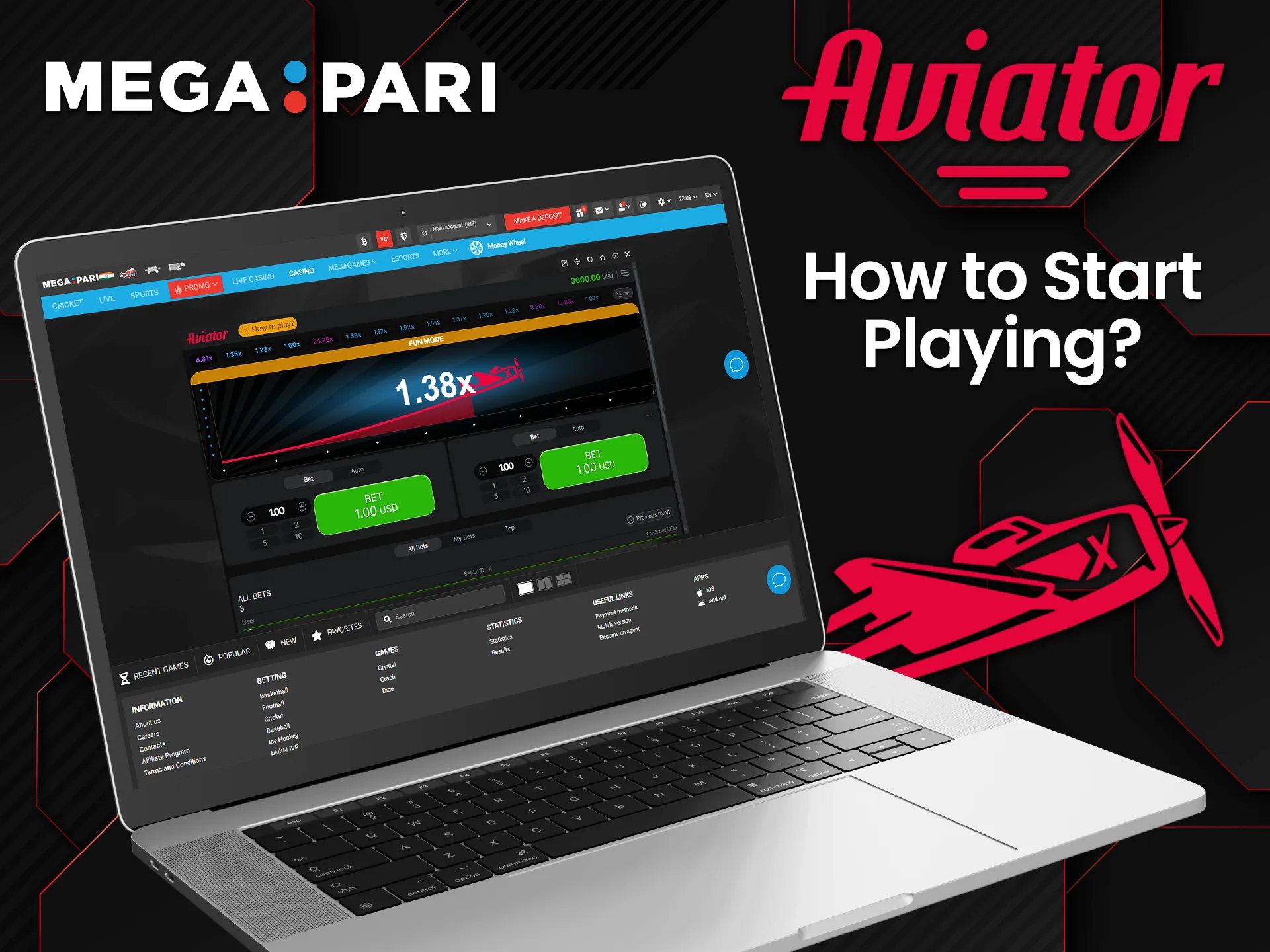 The detailed instructions show you how to start playing Aviator on Megapari.