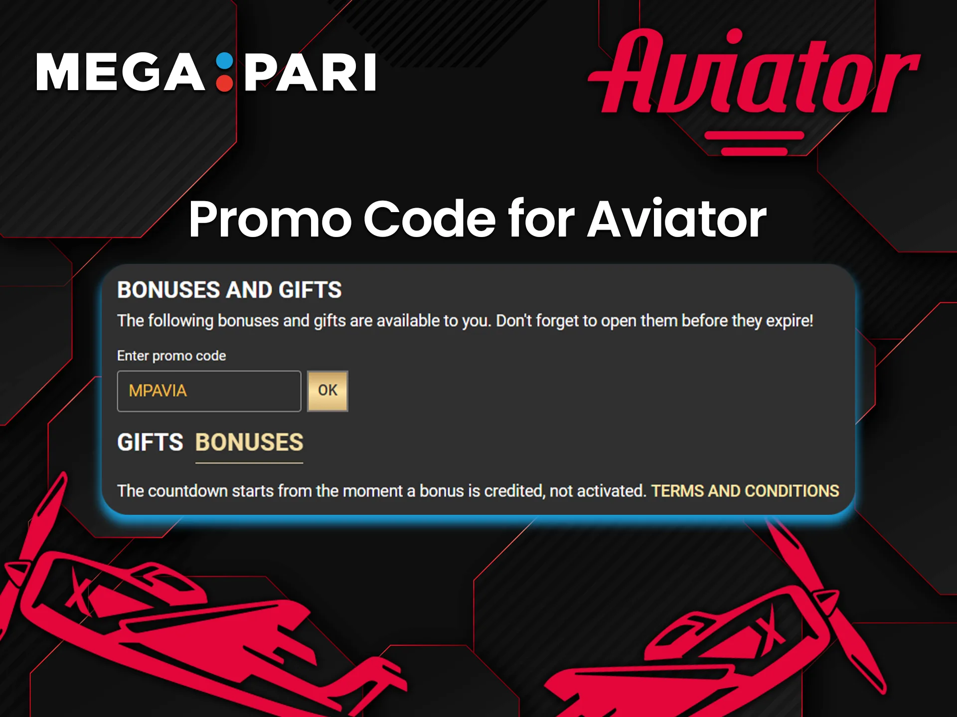 Take advantage of the promo code for Aviator at Megapari right now.