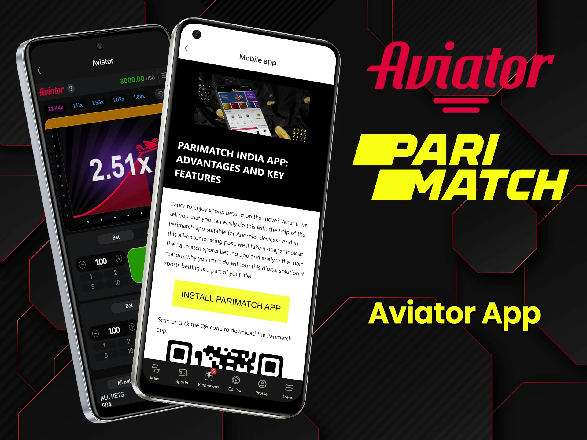 Download the Parimatch app and bet in the Aviator game anytime.