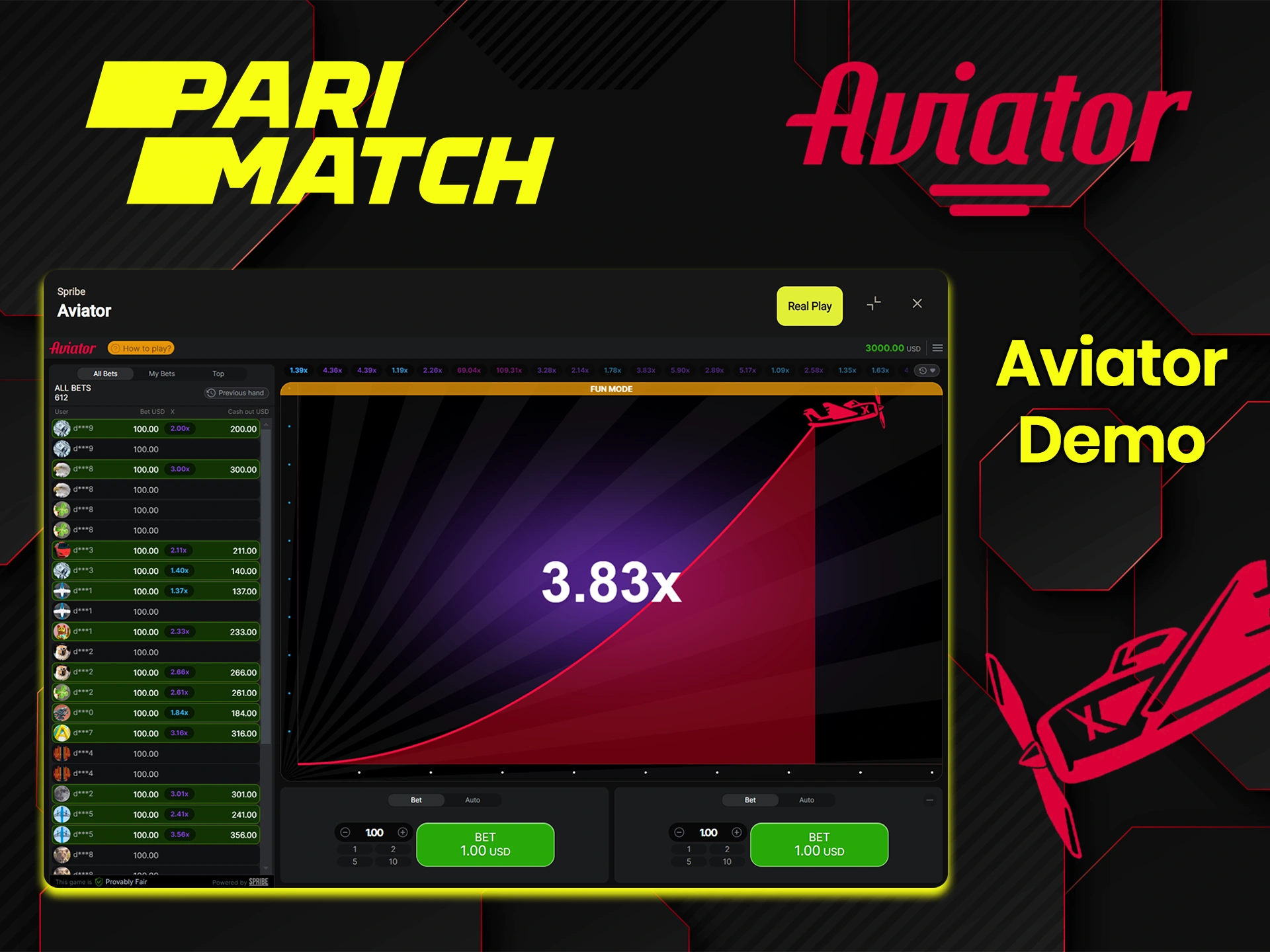 If you are a beginner, try playing the demo version of Aviator at Parimatch.