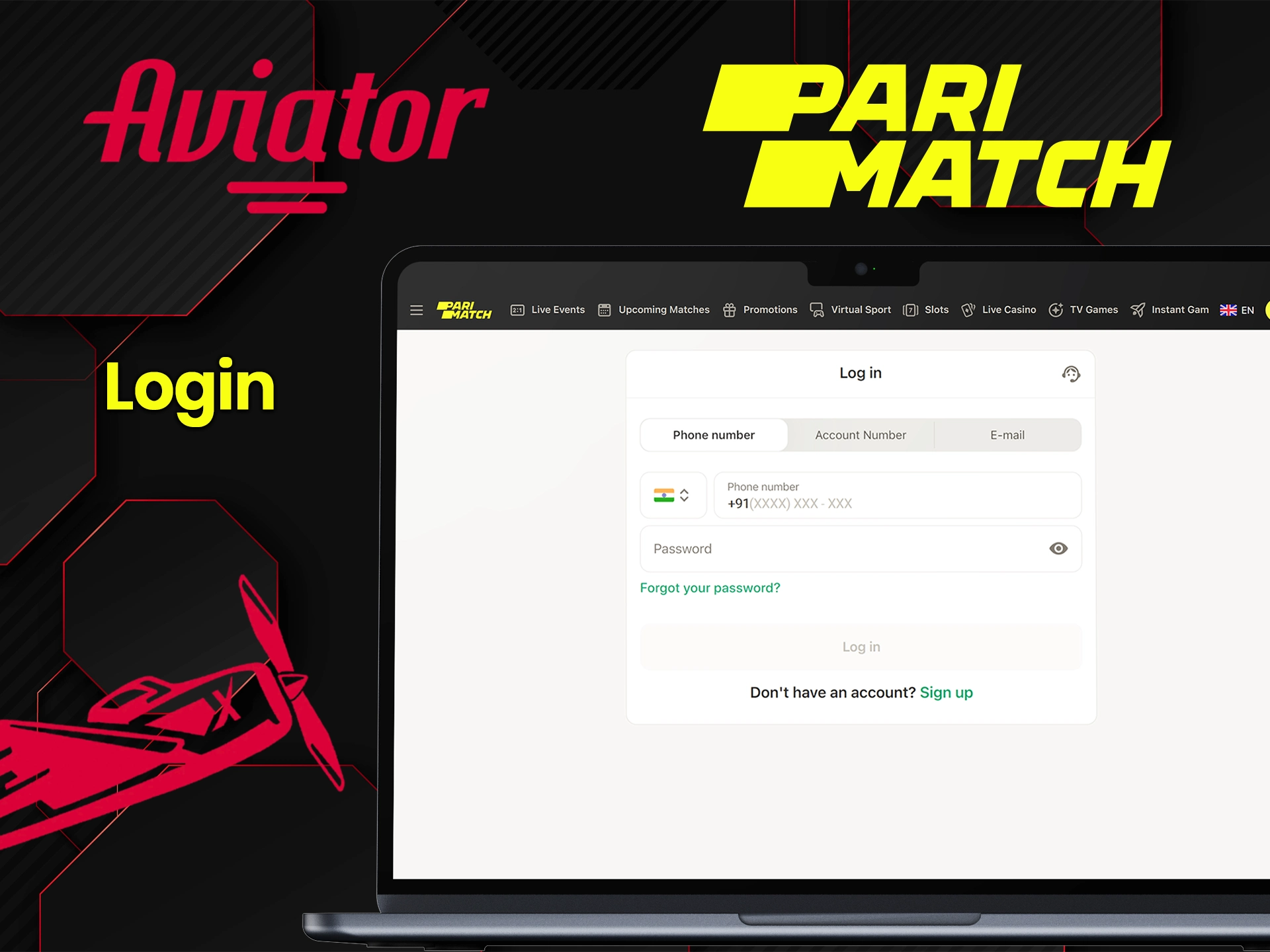 Log in to your Parimatch account and join the Aviator game.