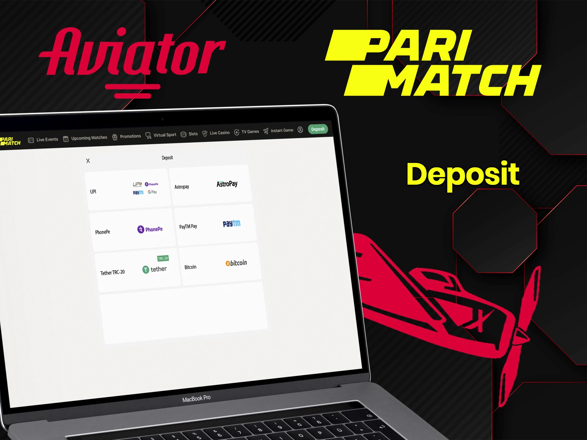 Fund your Parimatch account to start playing Aviator for real money.