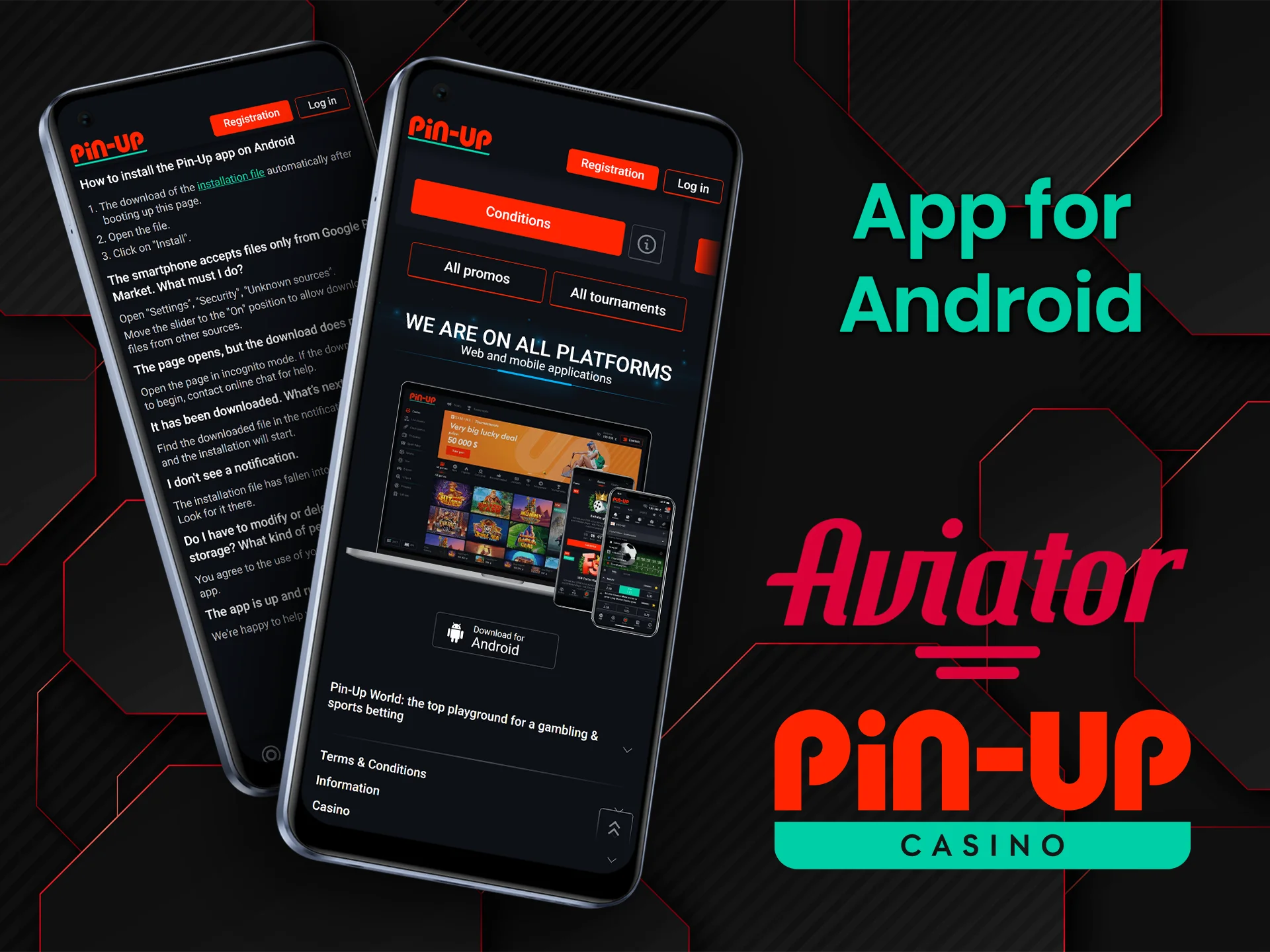 You can download the Pin Up app for Android from the official website.