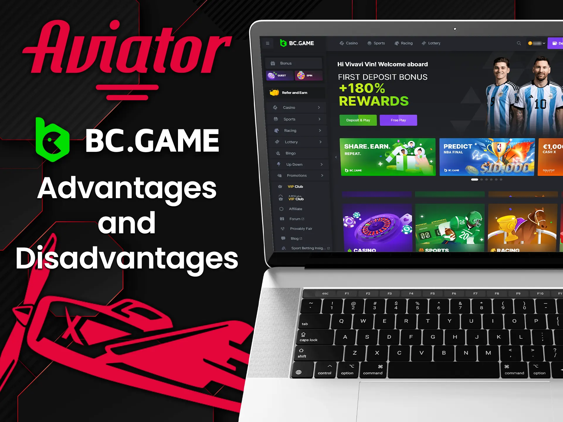 By choosing BC Game you get a number of advantages in the Aviator.