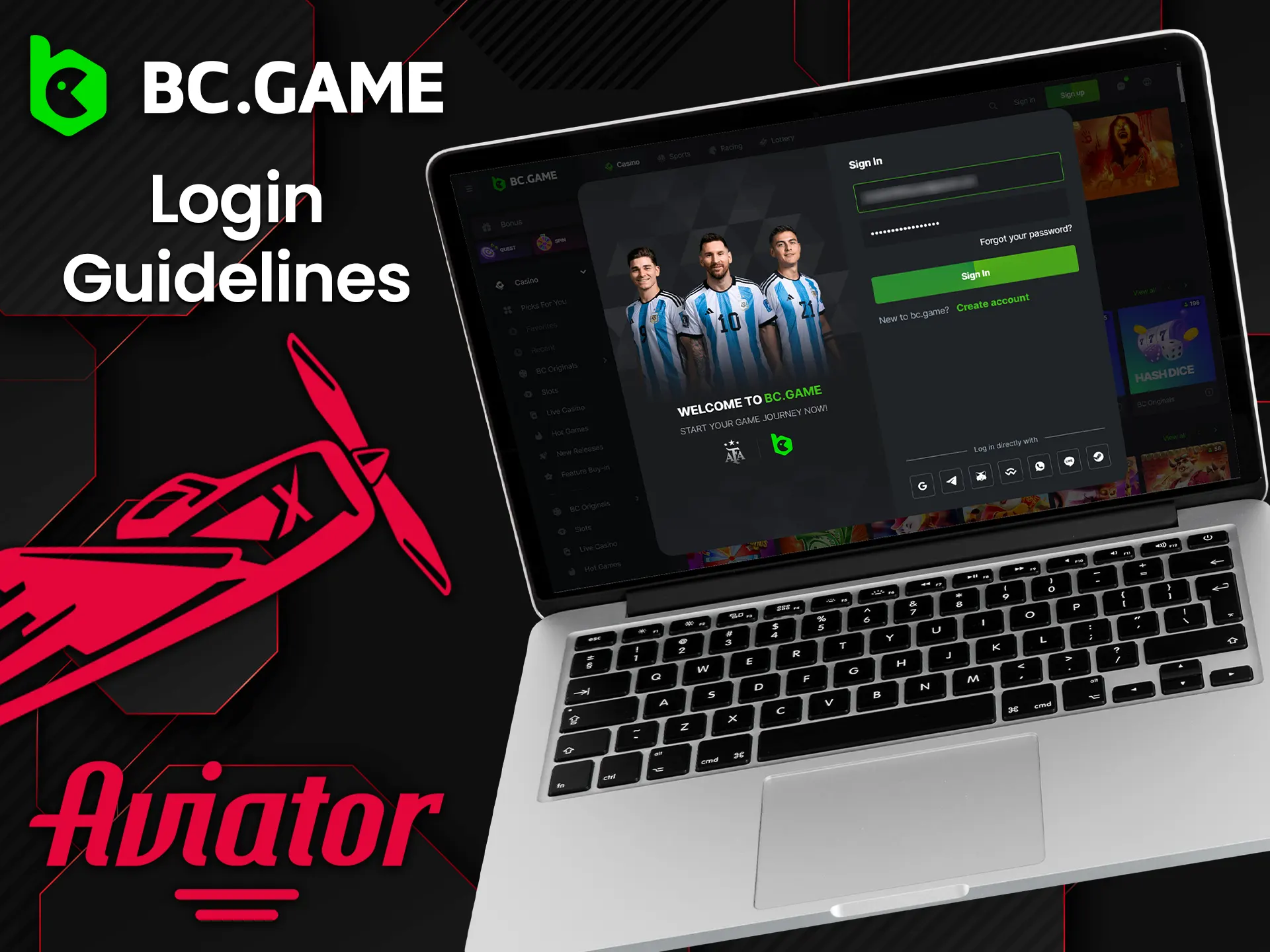 There are several ways to log in to BC Game Aviator.