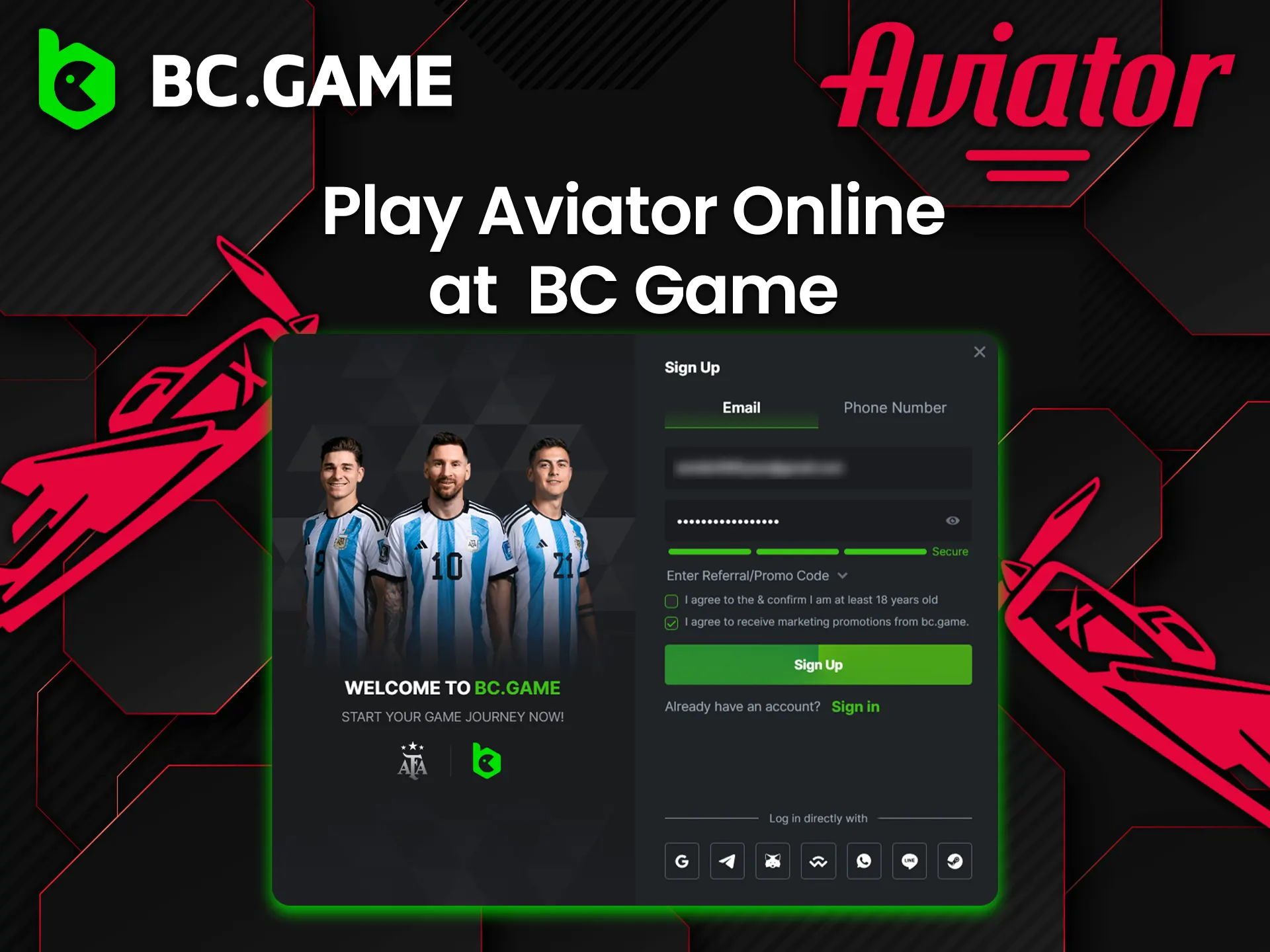 You can play Aviator online only after registering on the BC Game website.