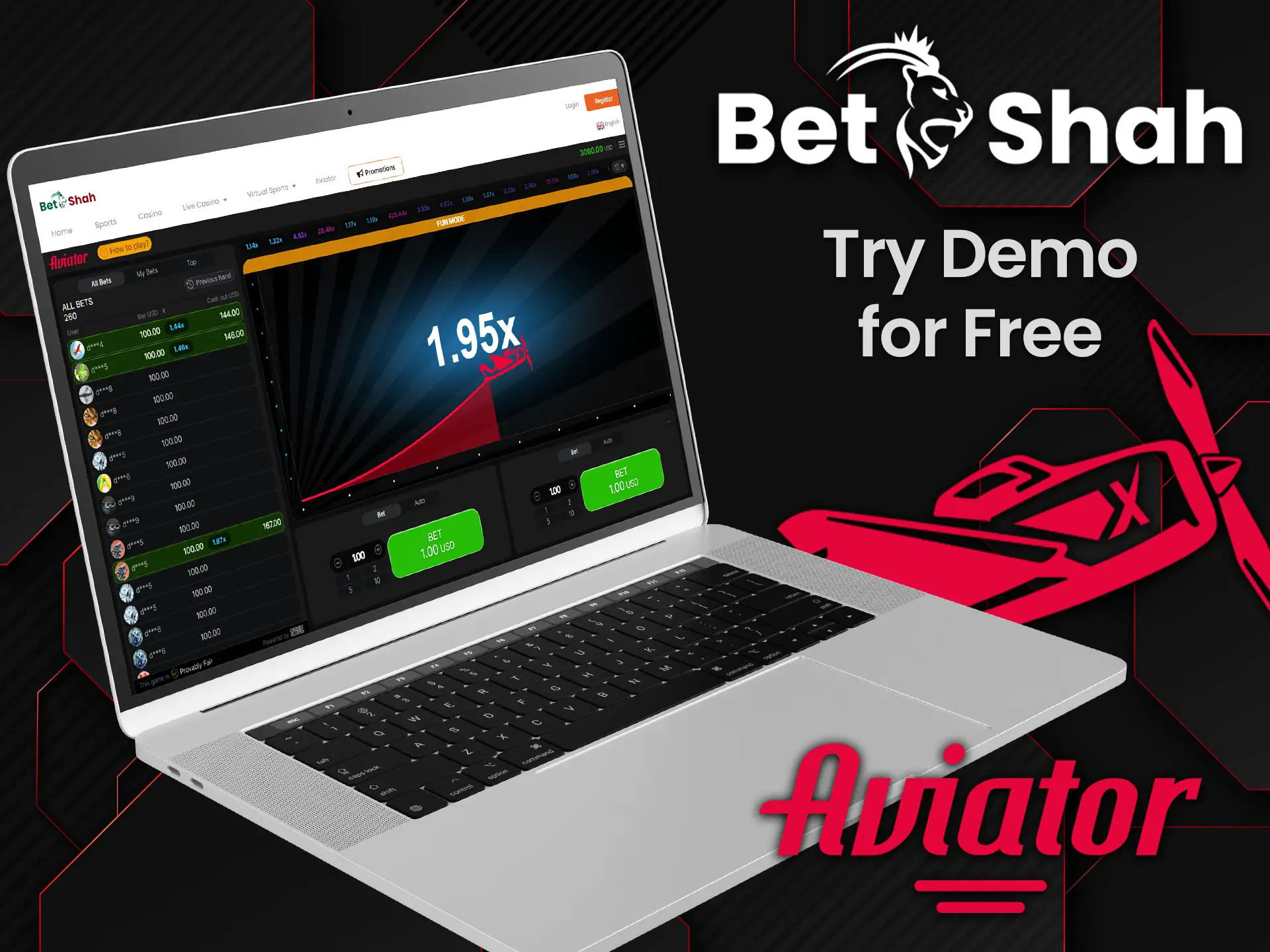 The demo version of Aviator gives you the chance to experience the game for free at BetShah.