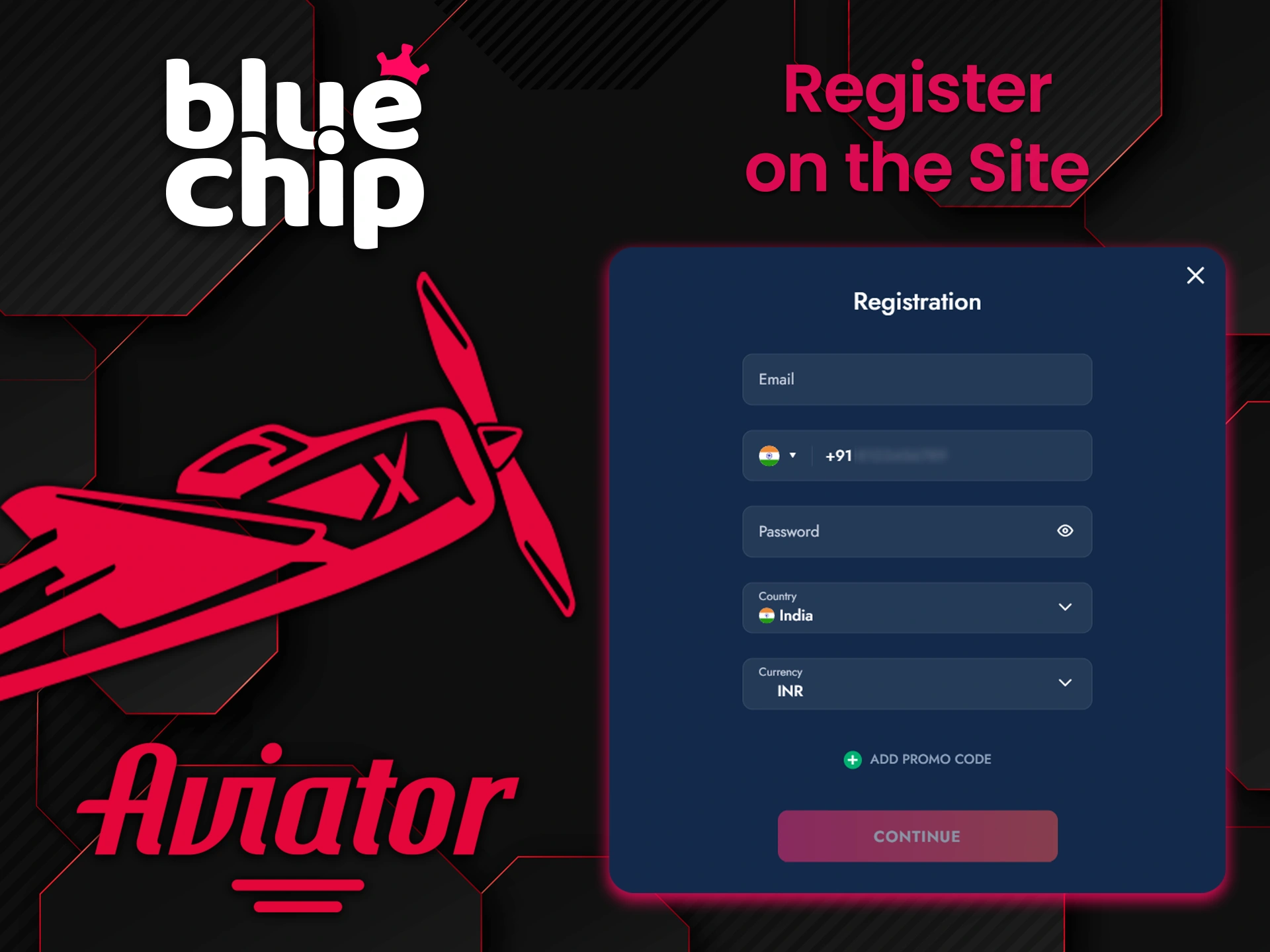 Create your account in Bluechip for gaming in Aviator in real time.