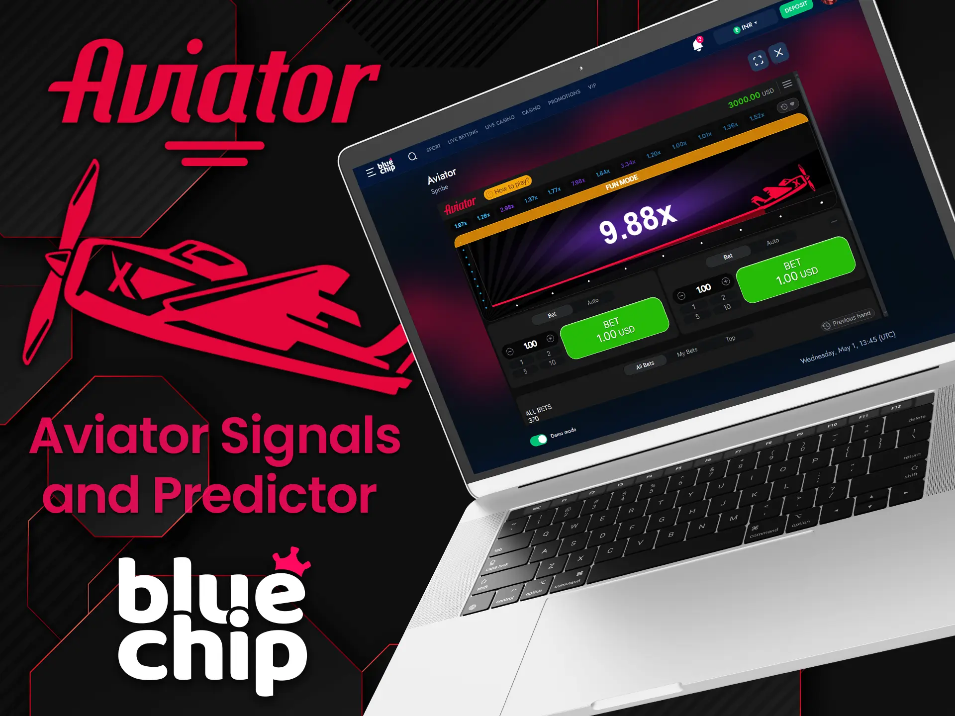 To avoid losing money, only use the official Bluechip site to play Aviator.