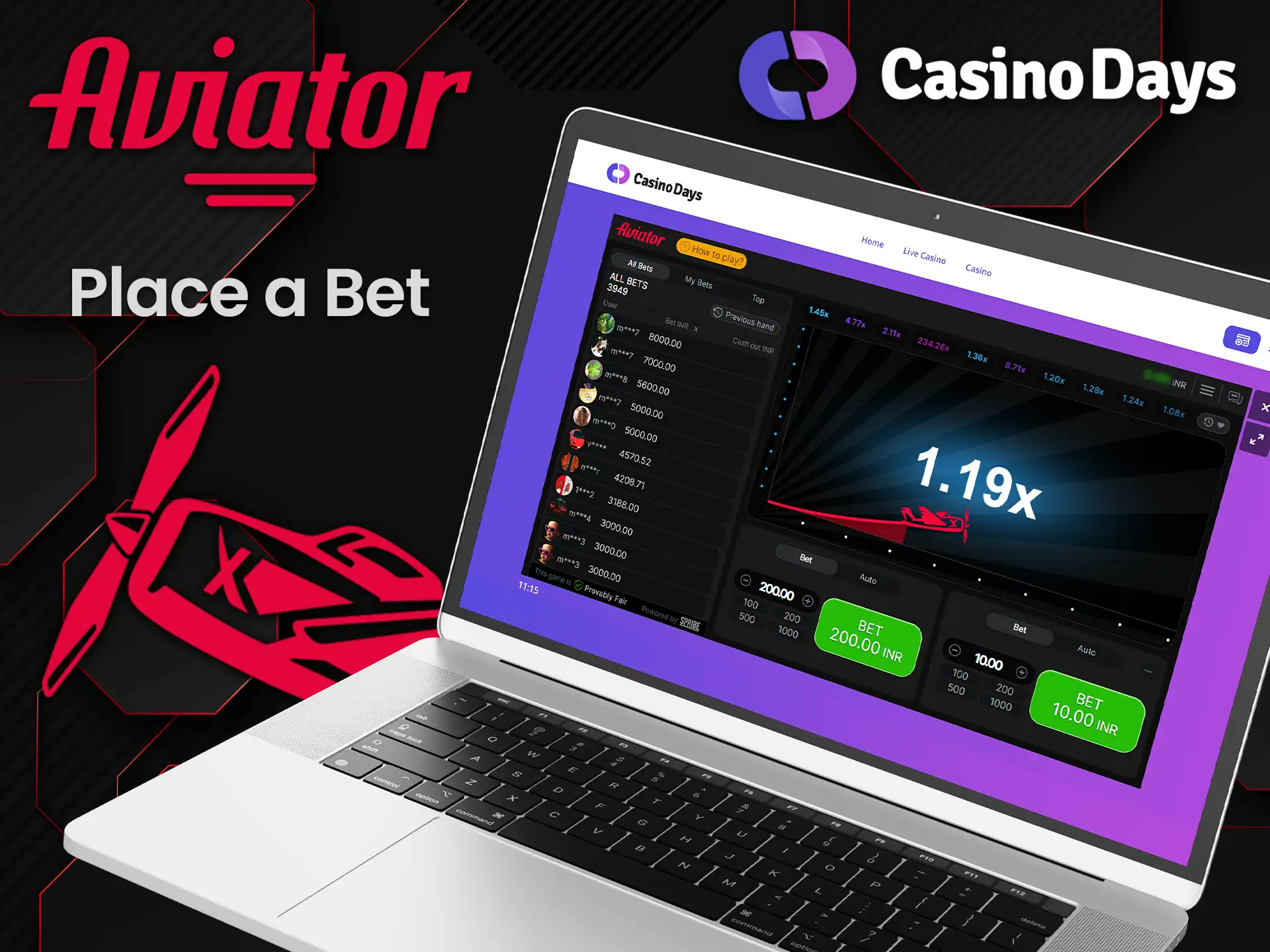 Bet on the Aviator game to increase your chance of winning at Casino Days.