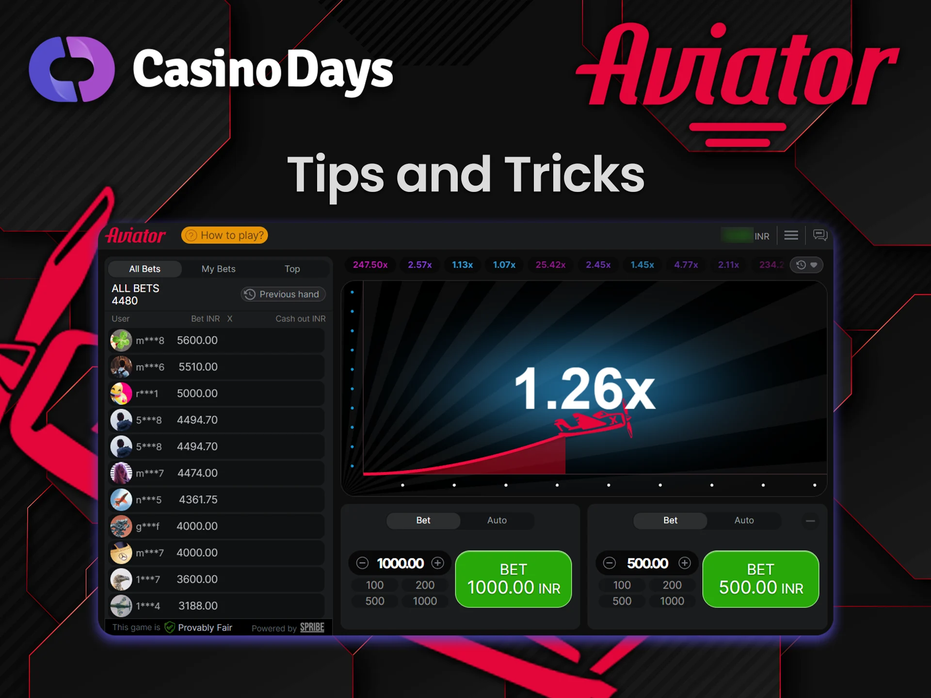 Take advantage of strategies on how to play Aviator at Casino Days.