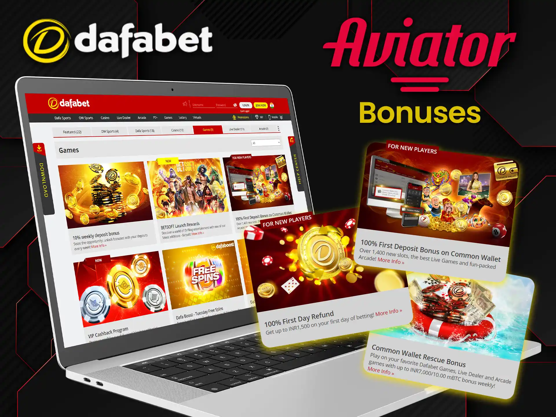 Users will receive a bonus from Dafabet for registering for the Aviator game.