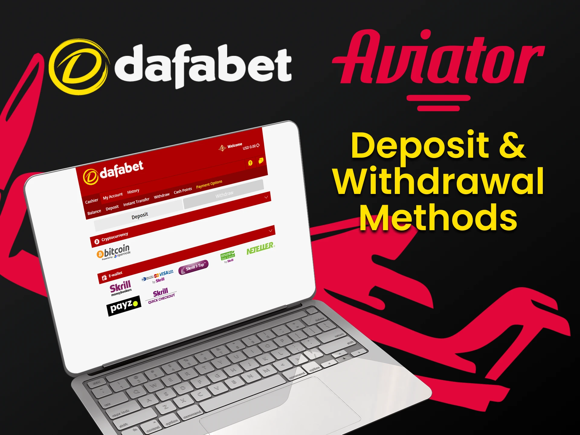 Choose your transaction method on Dafabet for Aviator.