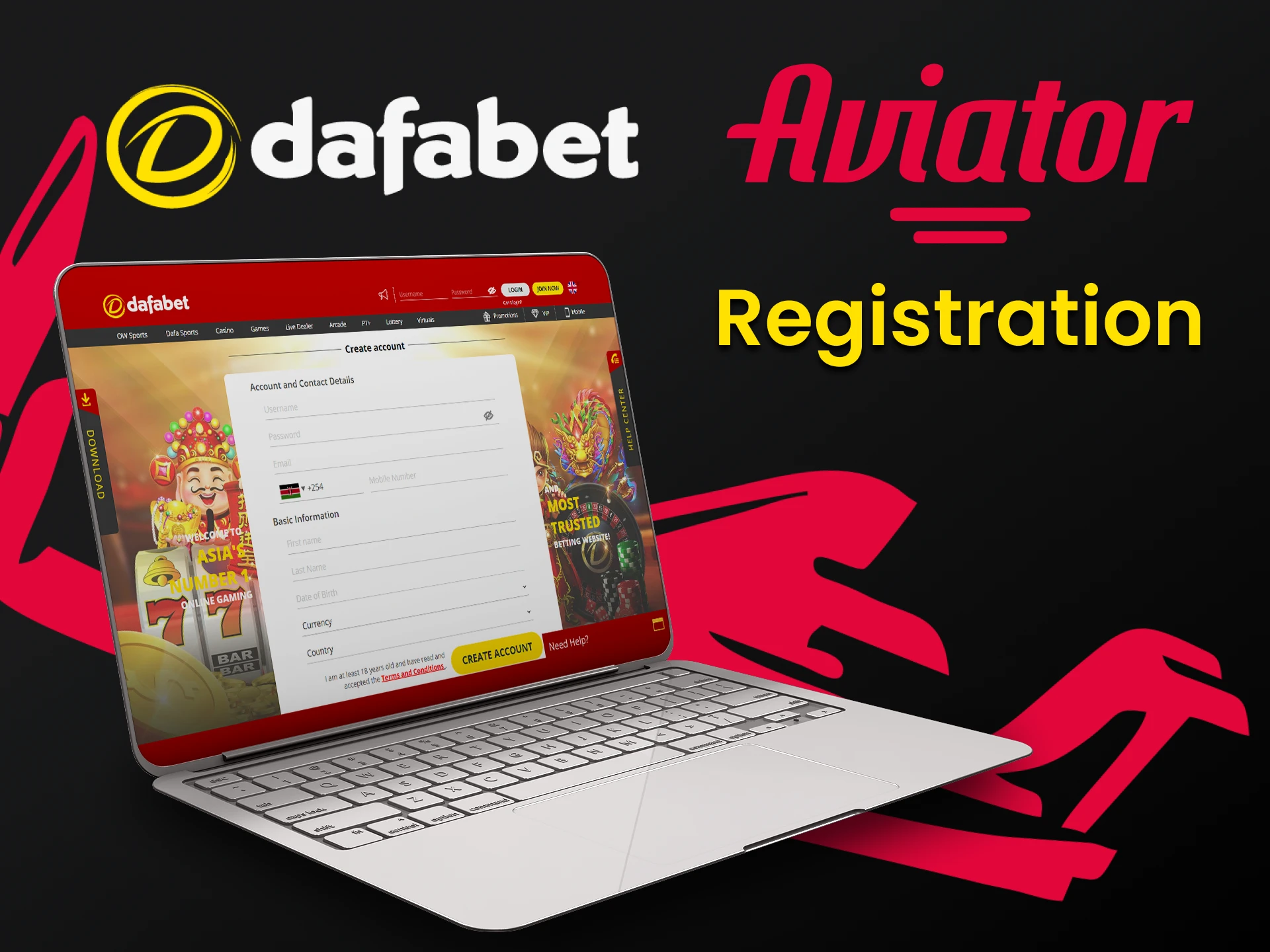 Register on Dafabet to play Aviator.