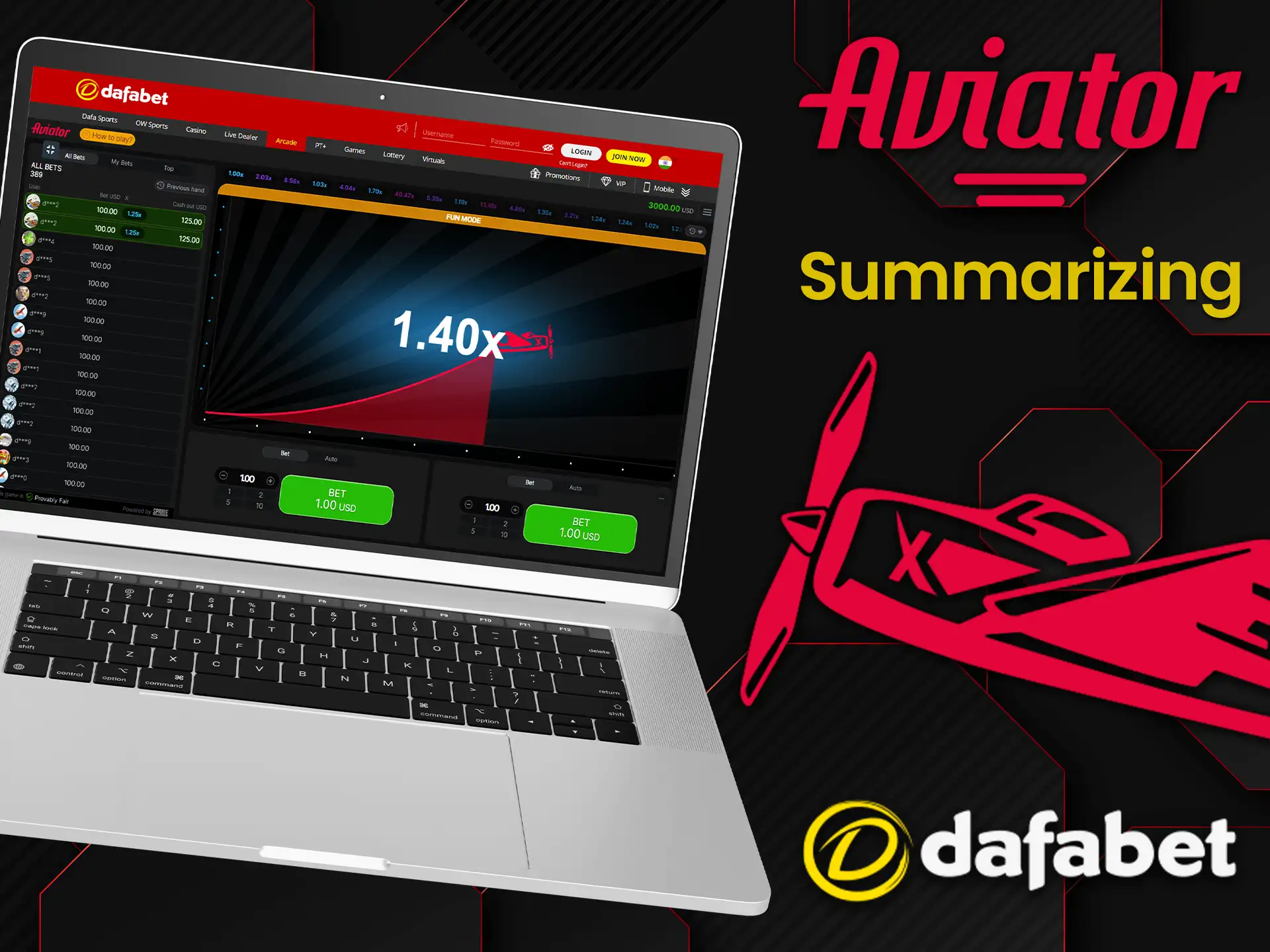 Our tests show that the Dafabet is ideal for Aviator.