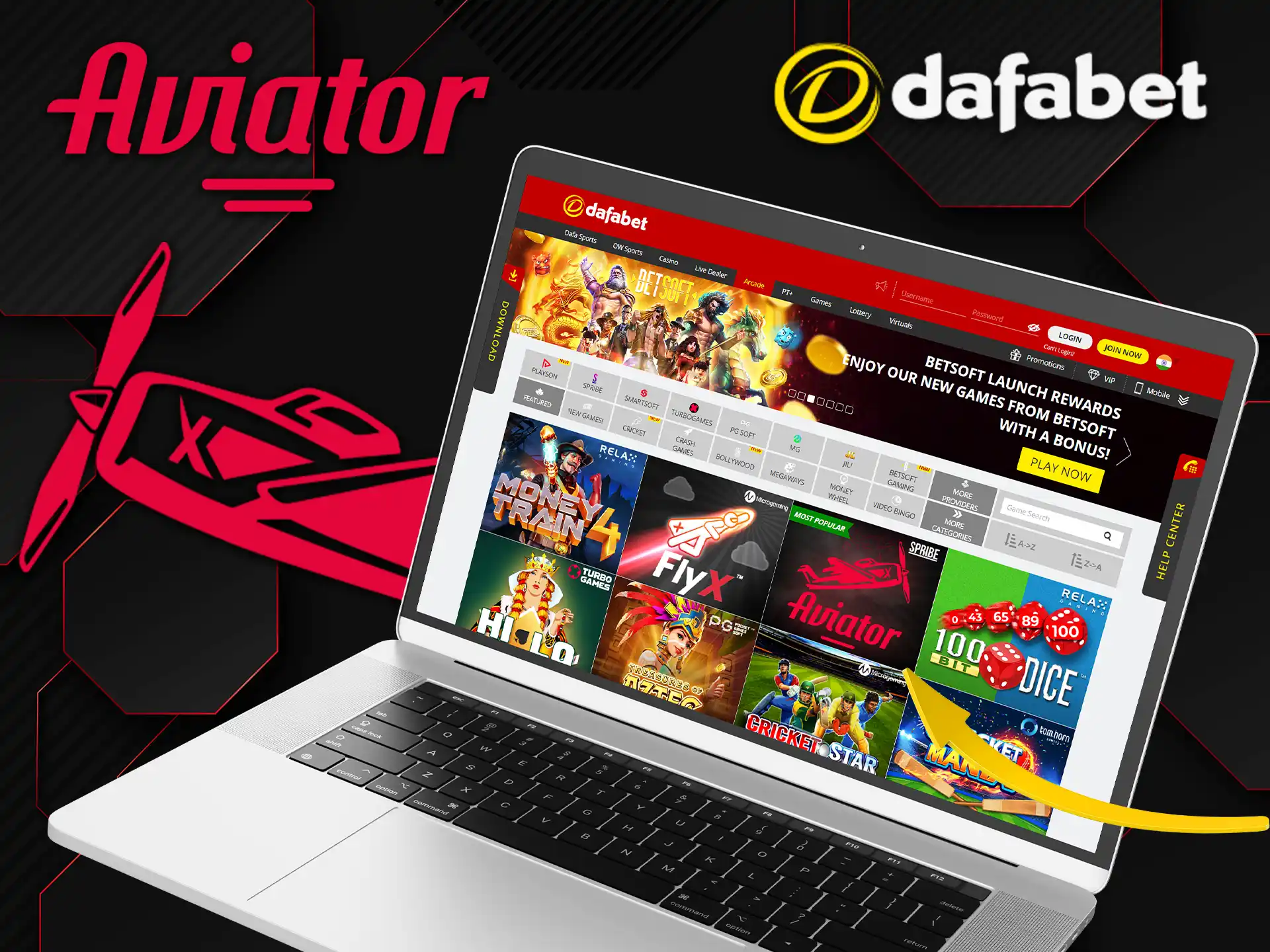 The Aviator can be opened in the lobby of the Dafabet website.