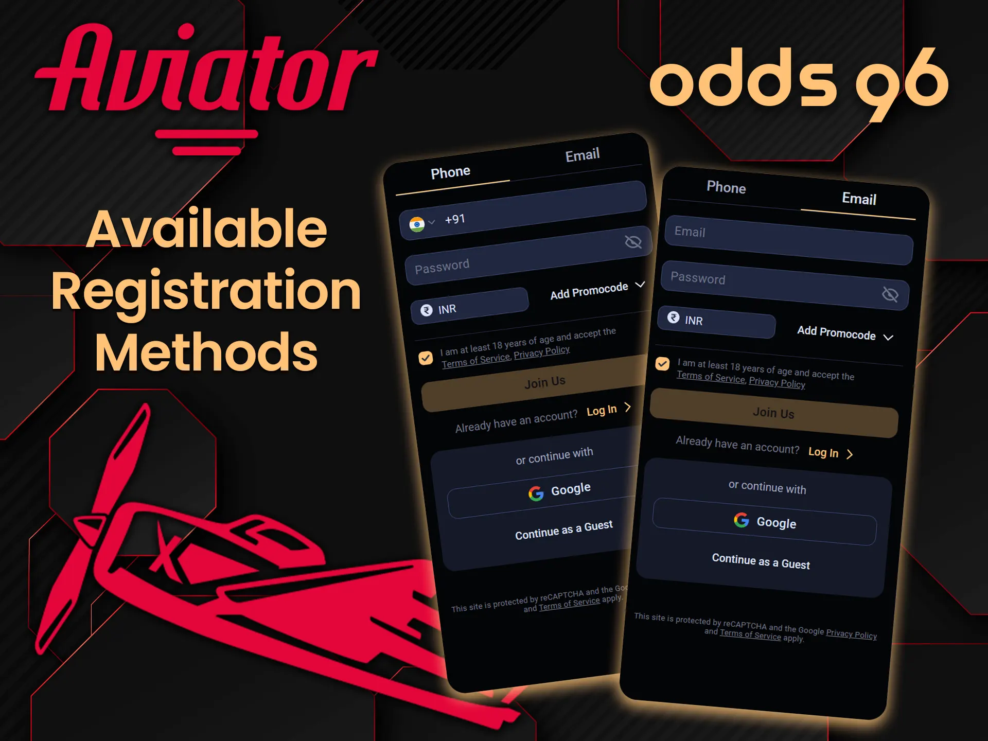 For start playing Aviator, you need to create a Odds96 account.