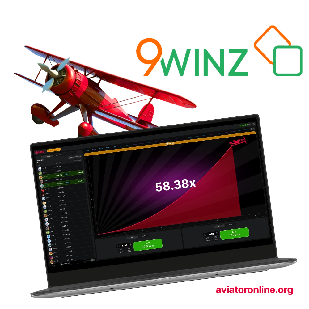 Try your luck in the Aviator game on the 9winz website.