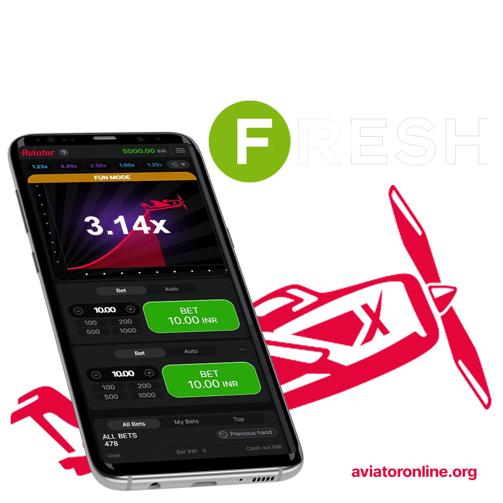 In our Fresh Casino mobile application you can play Aviator.