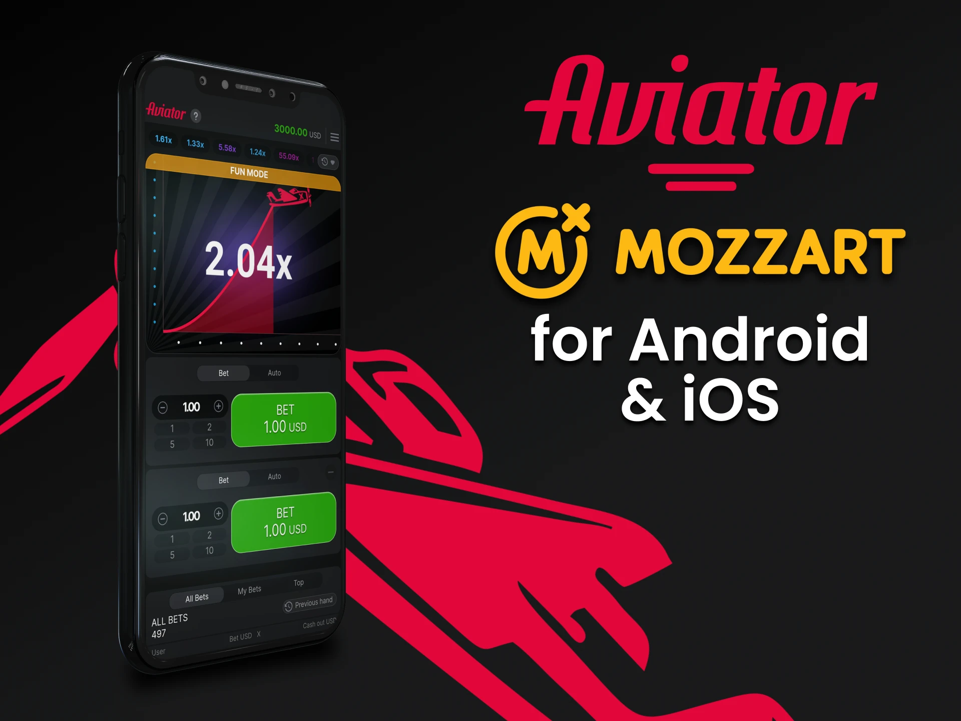 You can play Aviator in the Mozzart app.