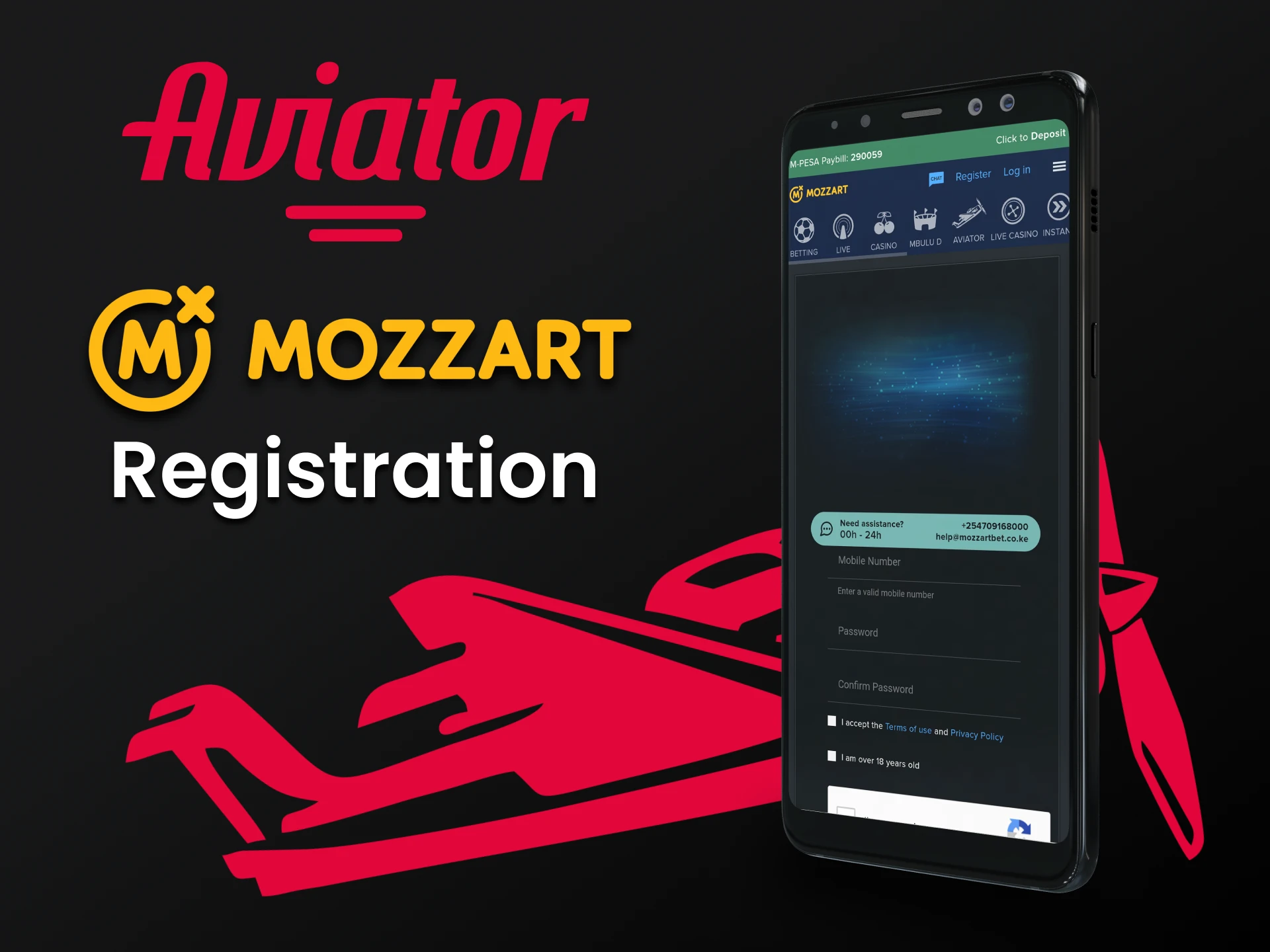 Register for the Mozzart app to play Aviator.