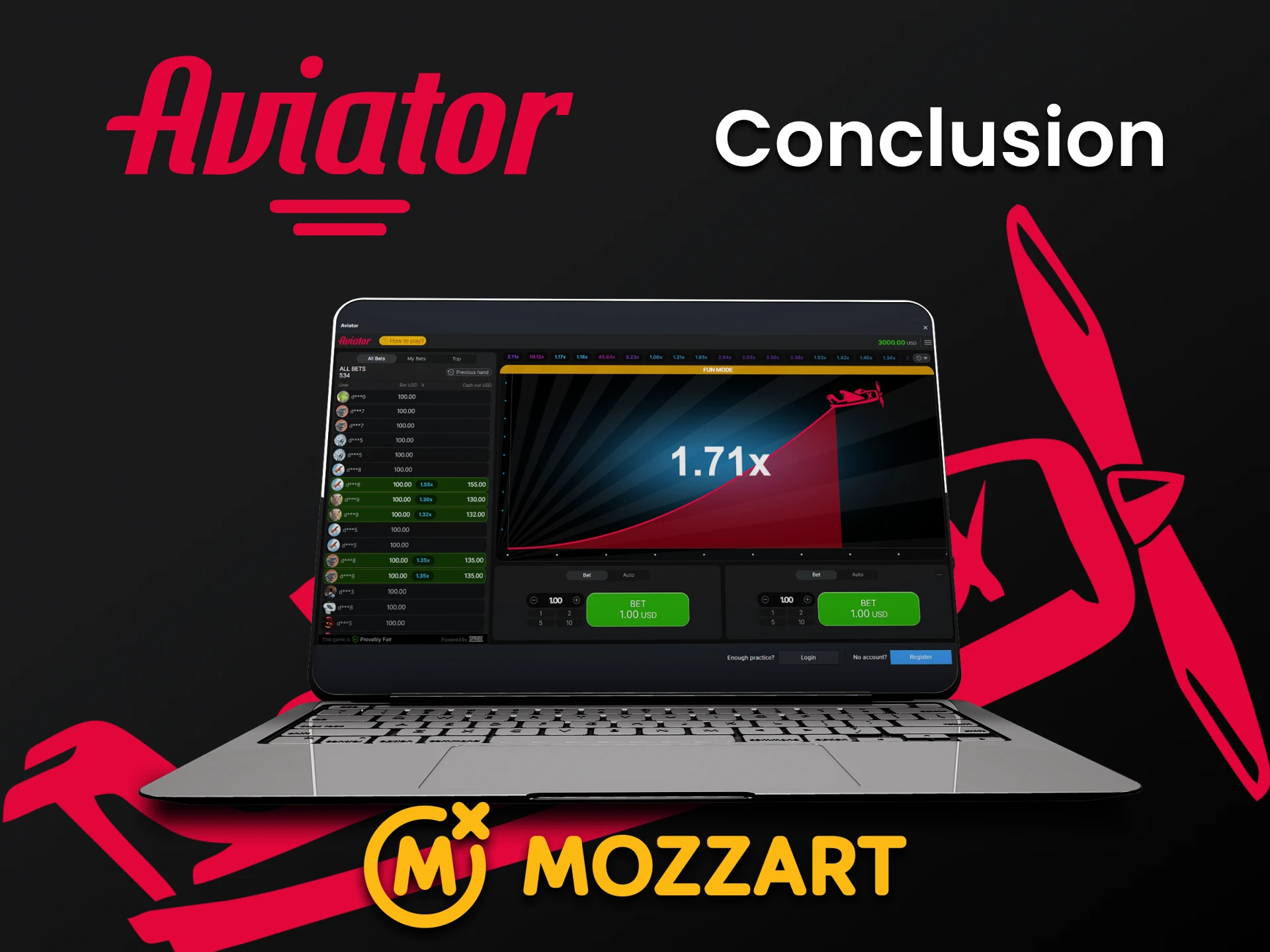 Mozzart is ideal for playing Aviator.