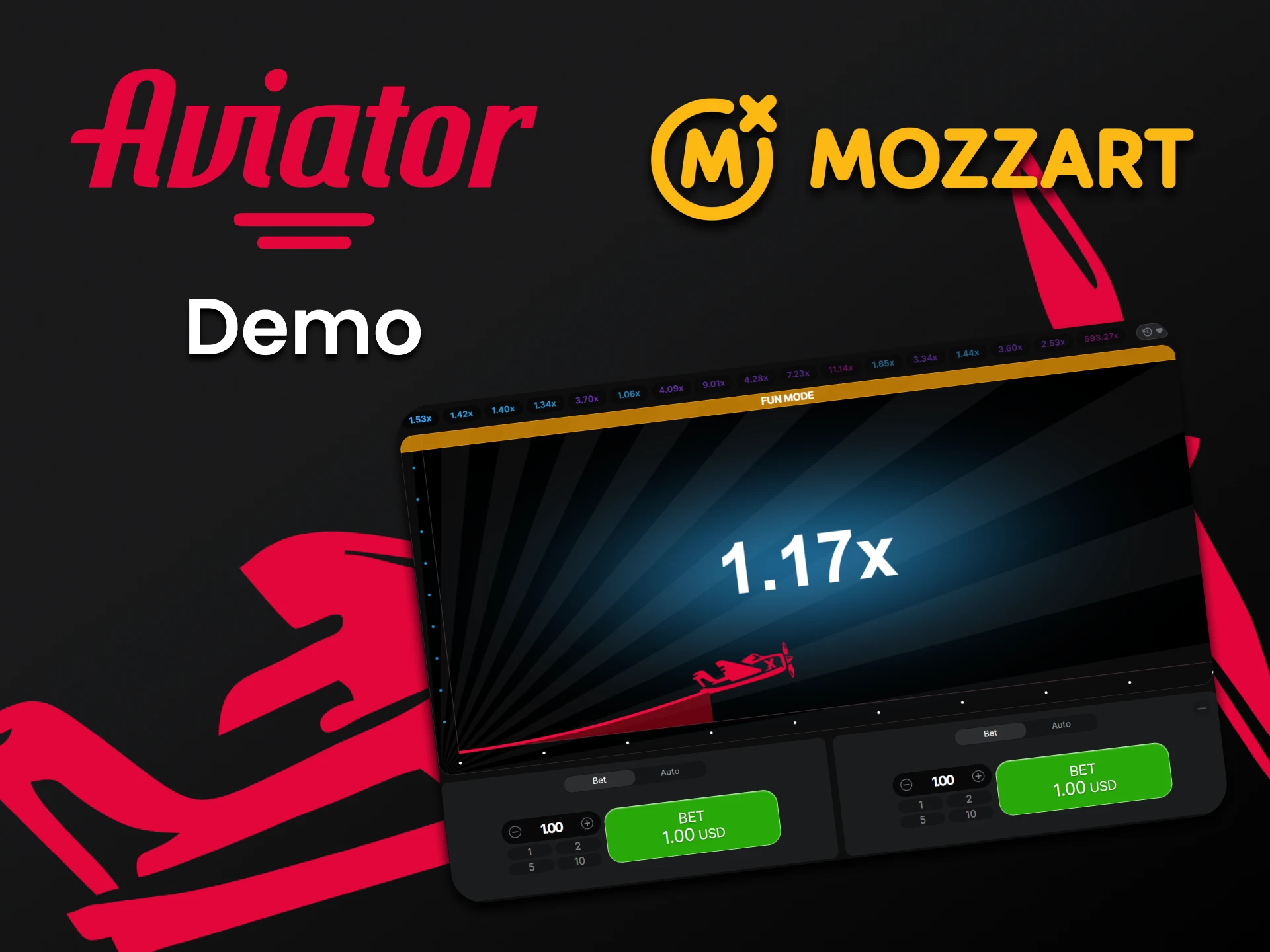 You can train in the demo version of Aviator on Mozzart.