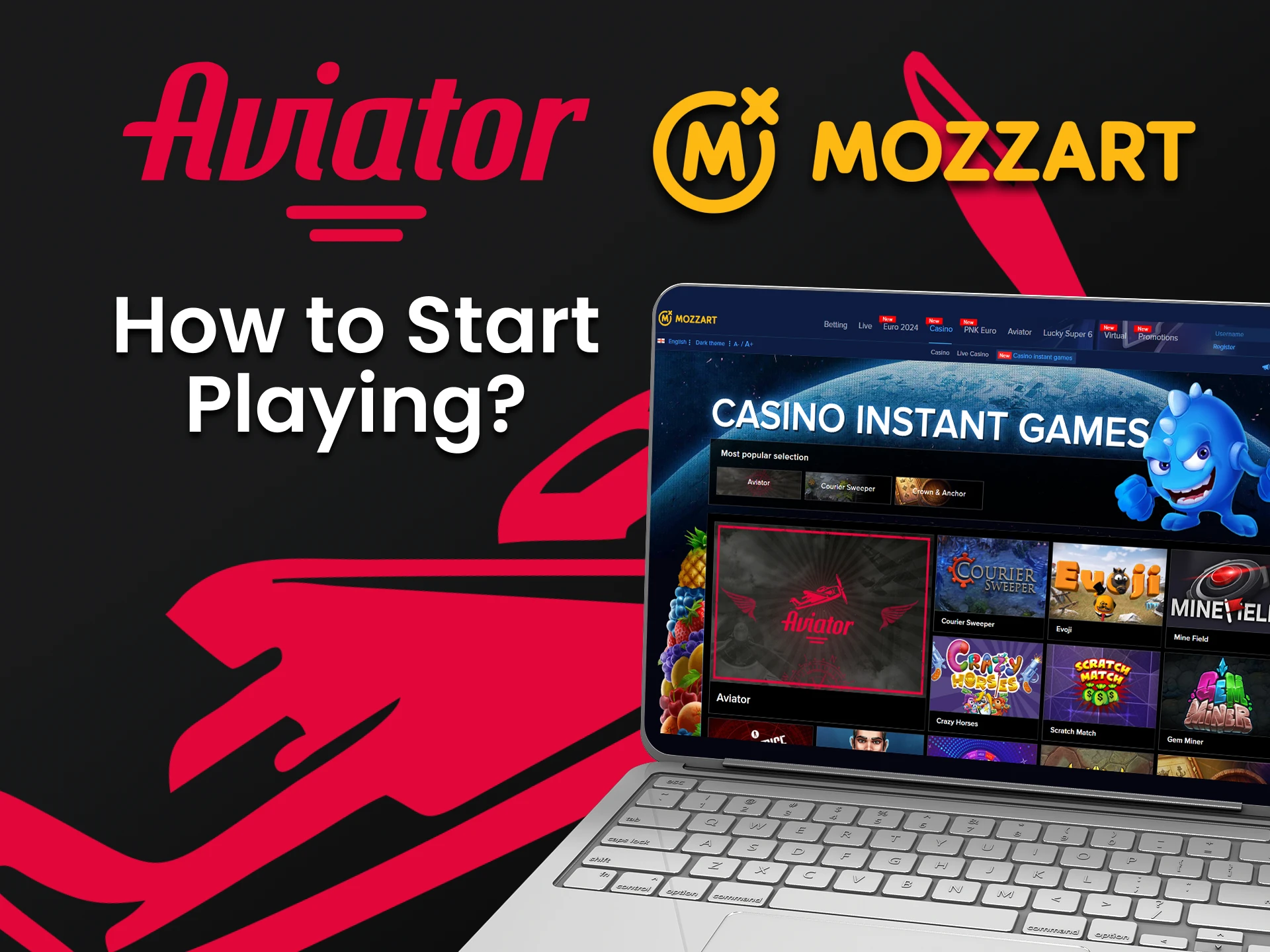 Go to the casino section of Mozzart to play Aviator.