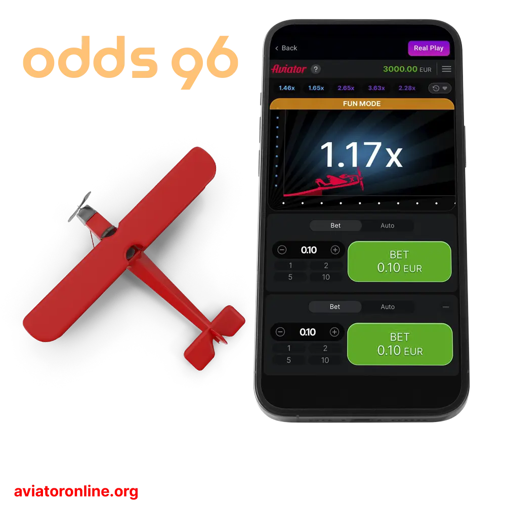 The amazingly handy Odds96 app allows you to play Aviator.