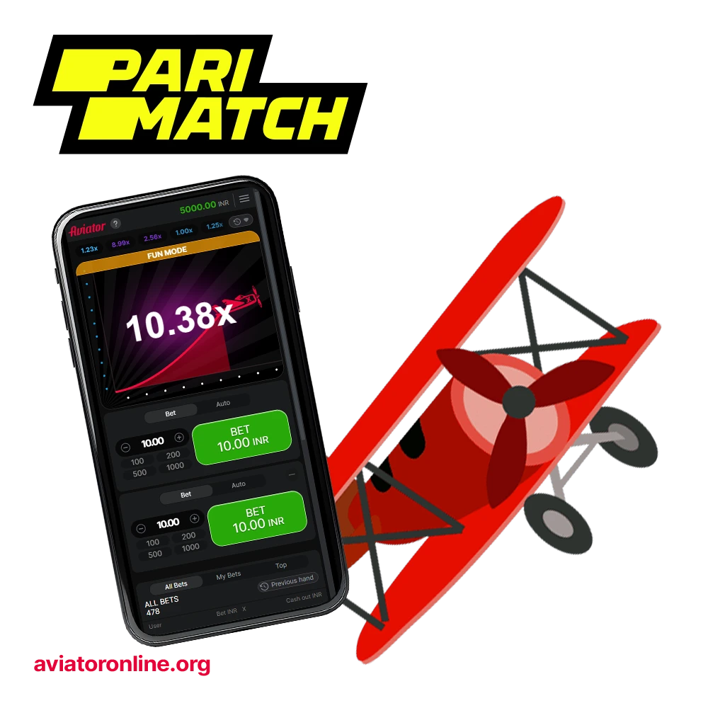 The Parimatch mobile app offers the Aviator game.