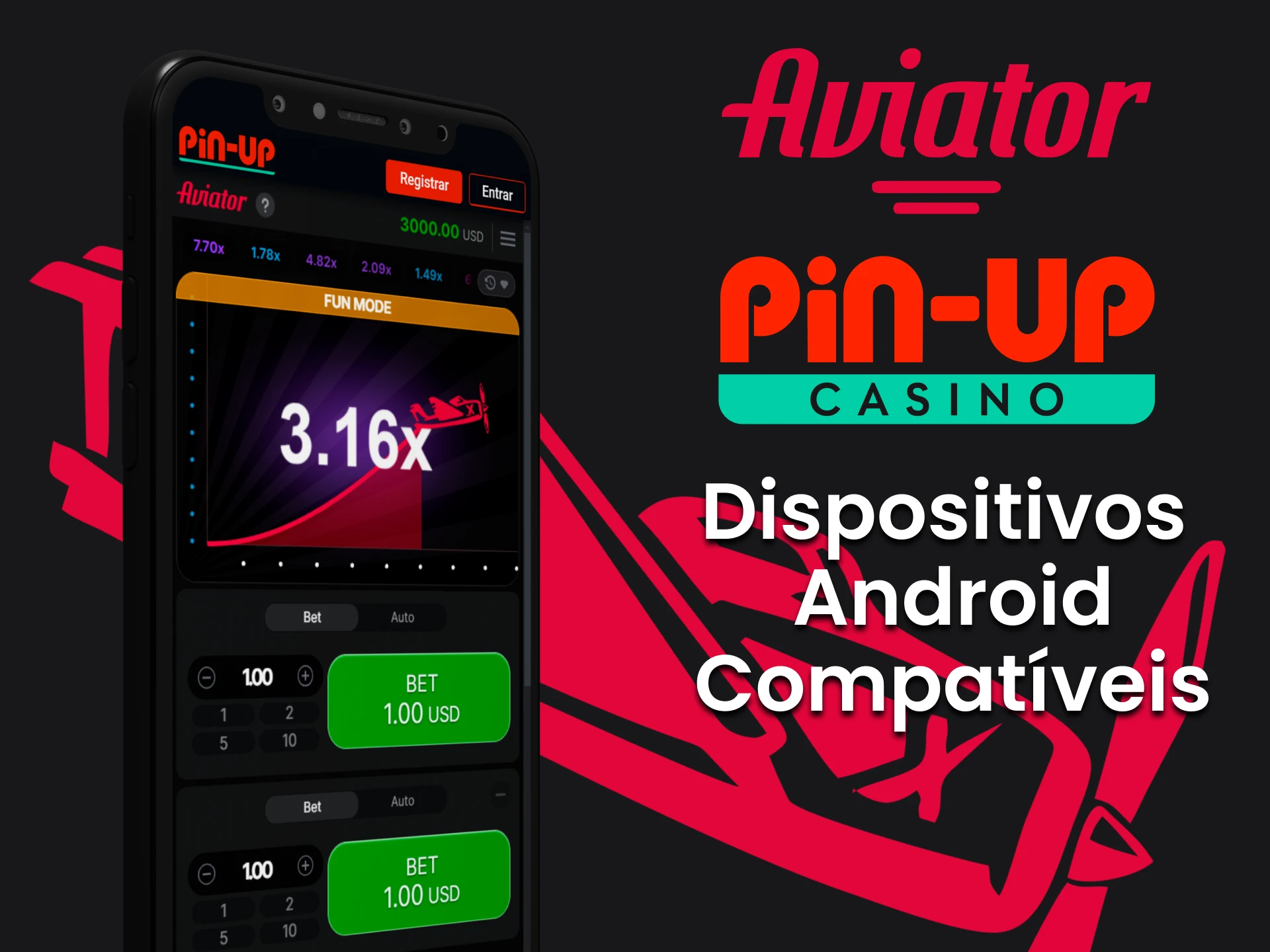 Reproduzir Aviator da Pin Up em dispositivos Android.