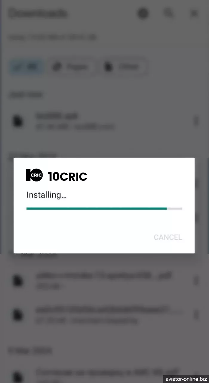 Complete the process of installing 10CRIC app on your android device.