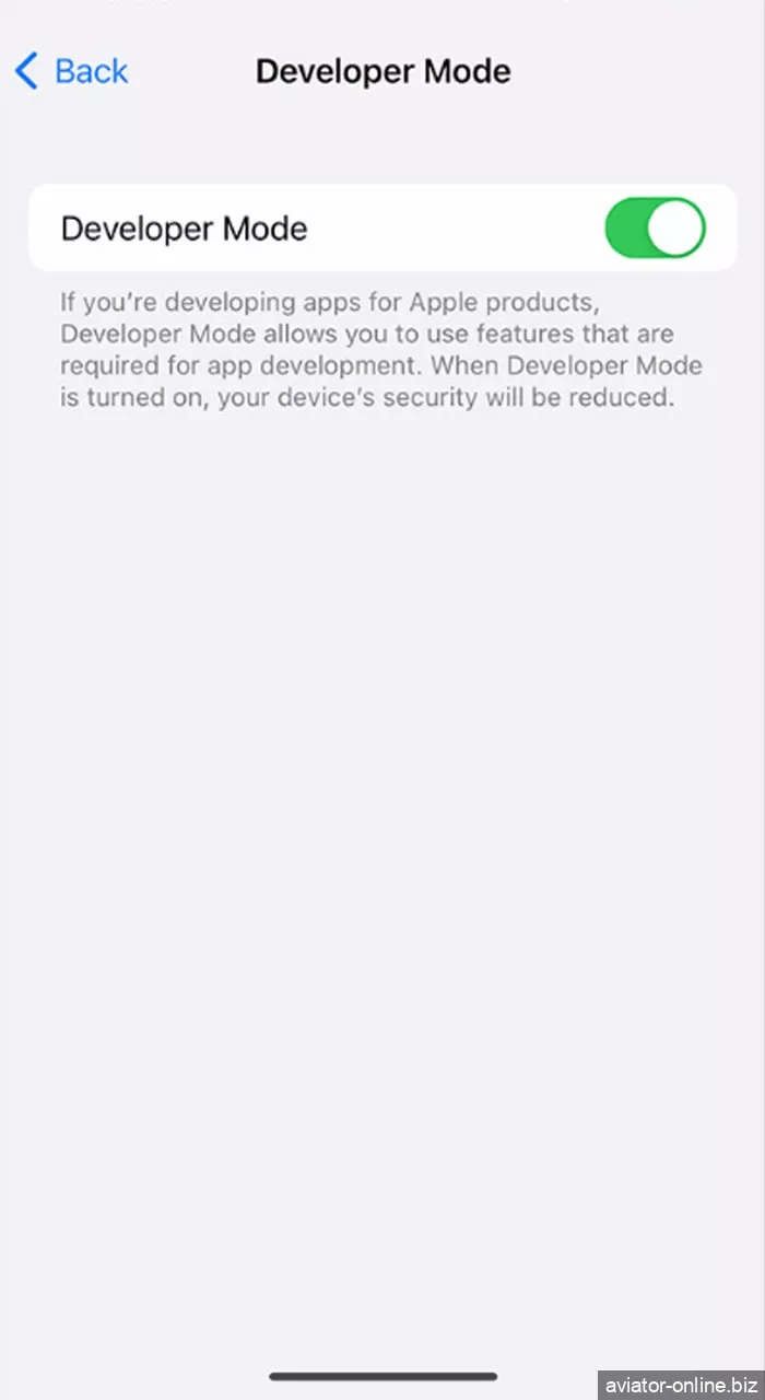 In your iPhone's settings, enable Developer Mode.