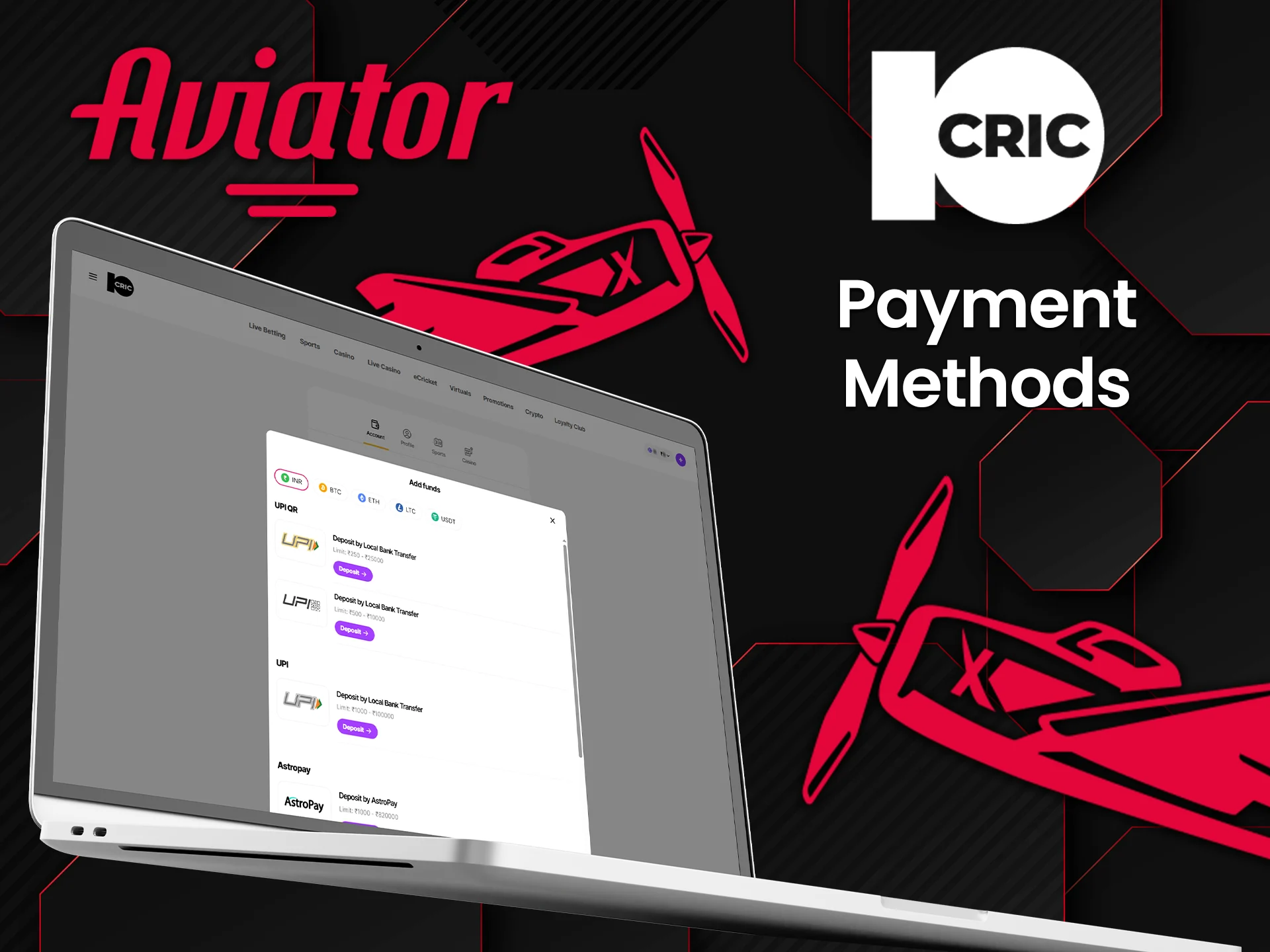 Read more about payment methods on 10CRIC Aviator.