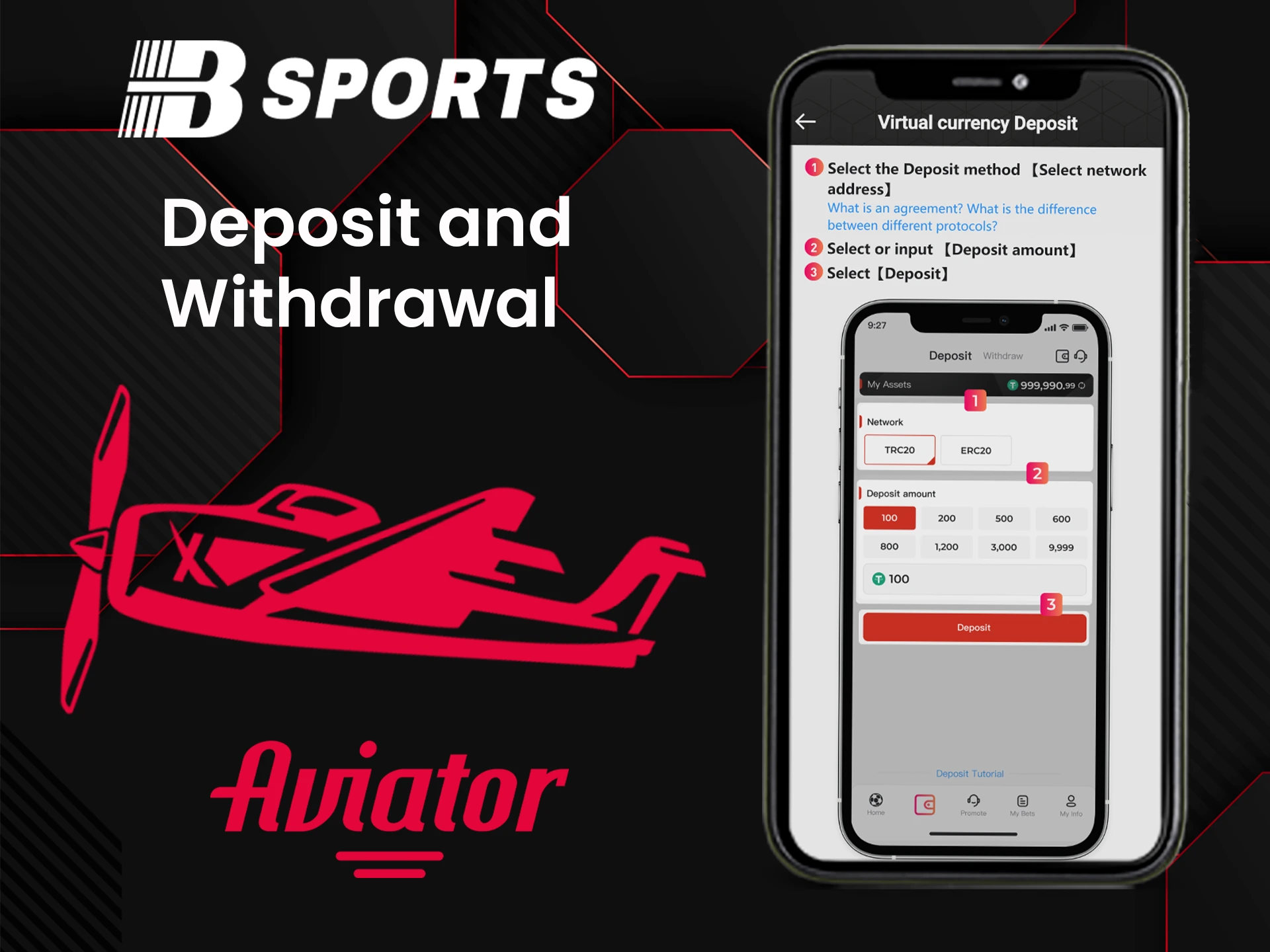 How to deposit and withdraw in the Bsports app.