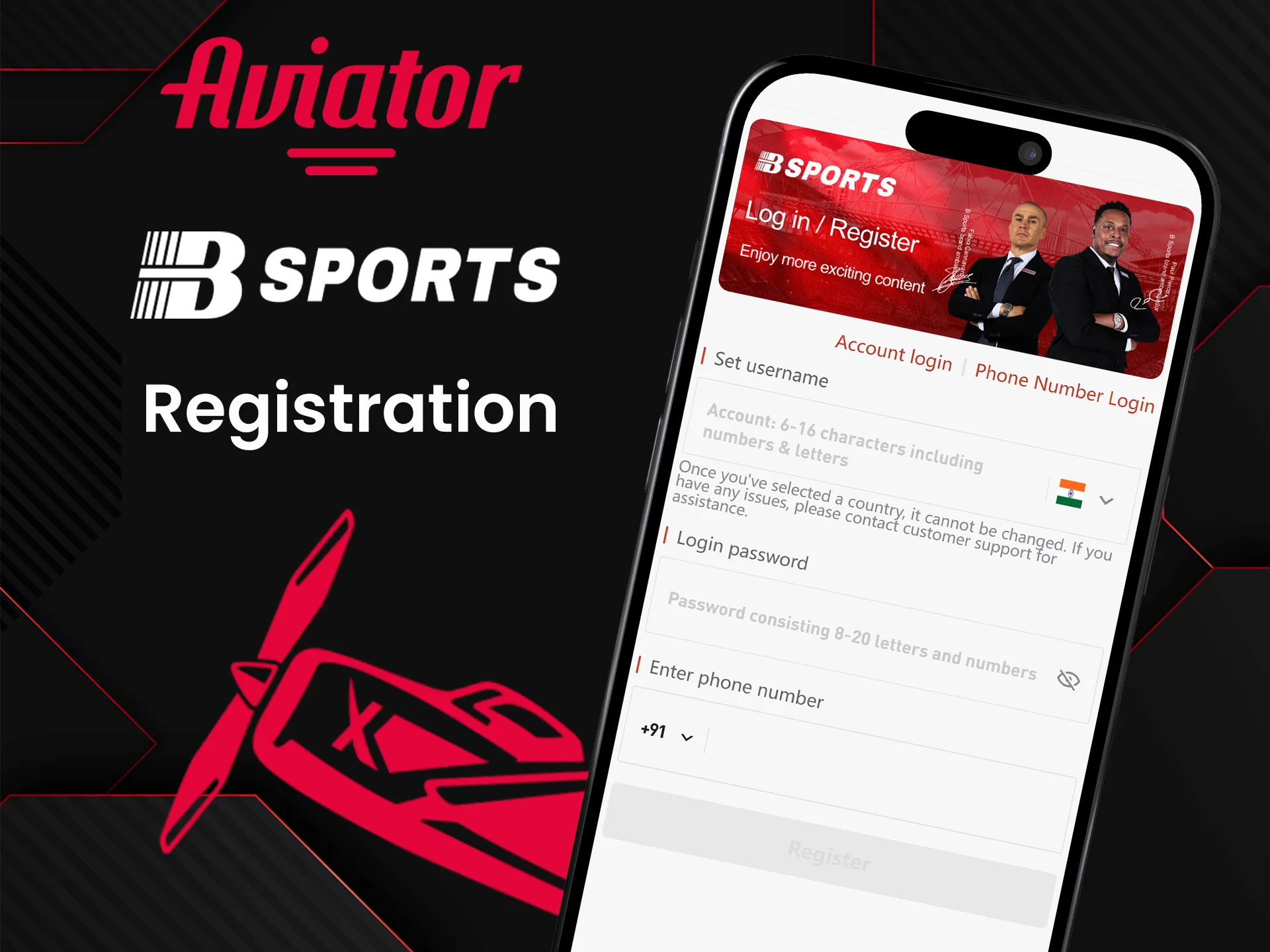 Step-by-step instructions to register in the Bsports app.