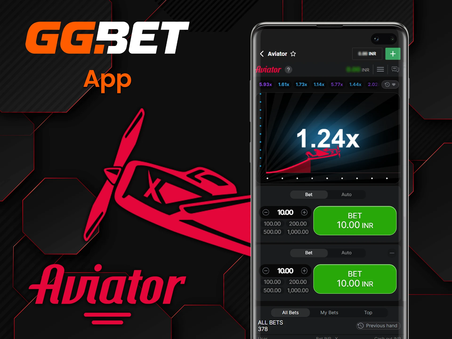 You can play Aviator from the GGBet app.