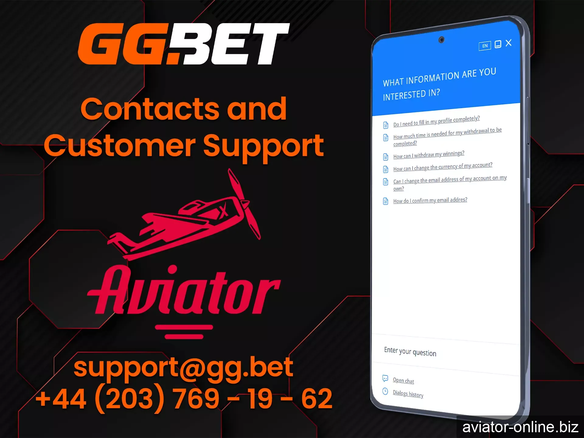 GGBet's support service is available 24 hours a day, 7 days a week.