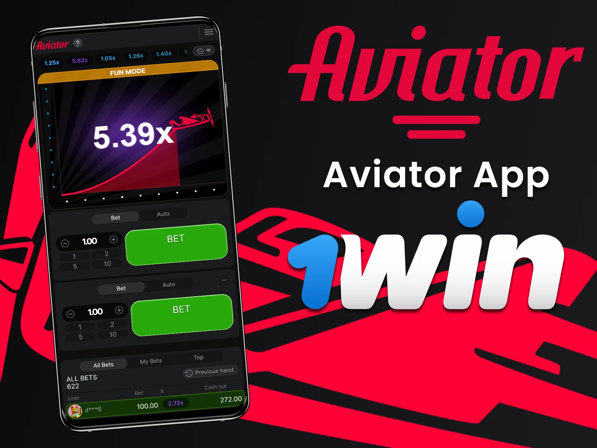 Play Aviator using the 1Win mobile app.