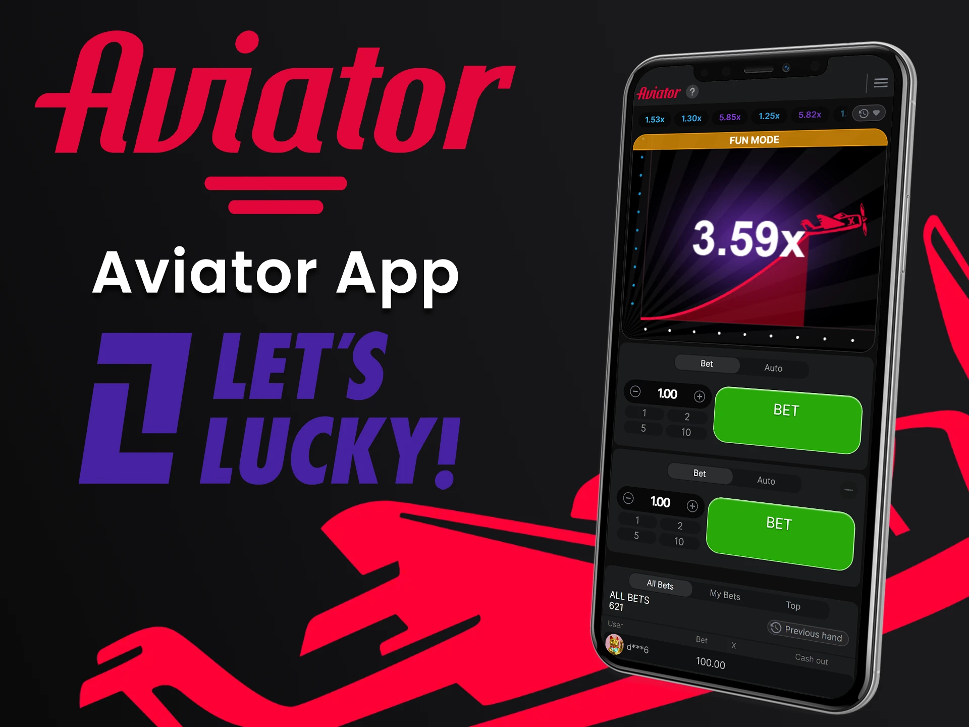 Play Aviator on the Letslucky app.