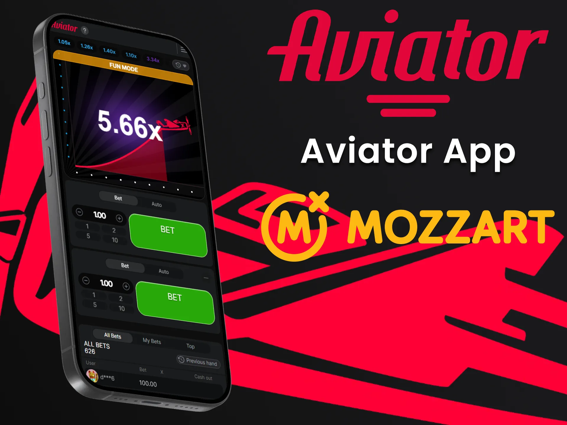 Play Aviator through the Mozzartbet app.