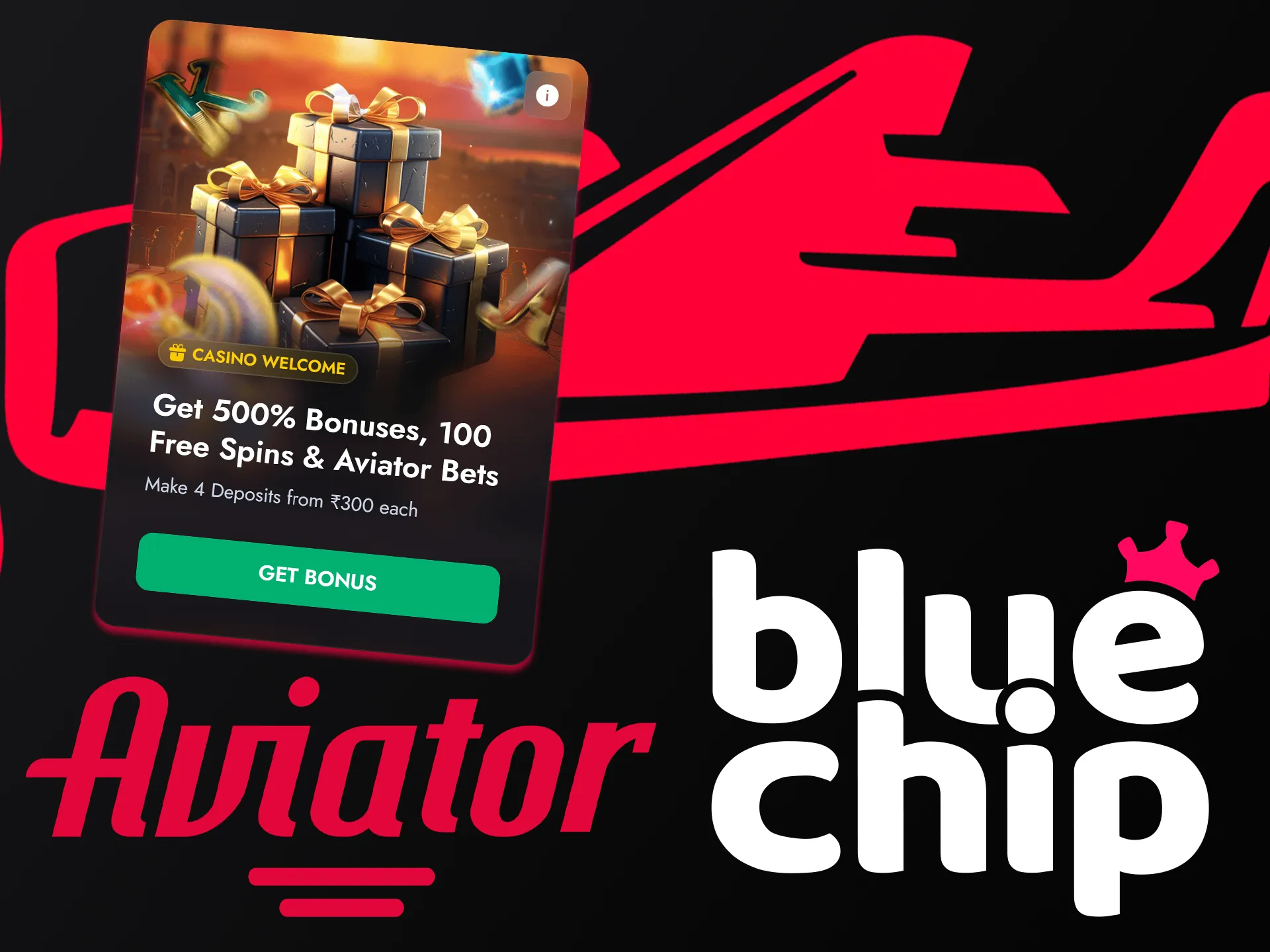 Get a welcome bonus to play Aviator at Bluechip.