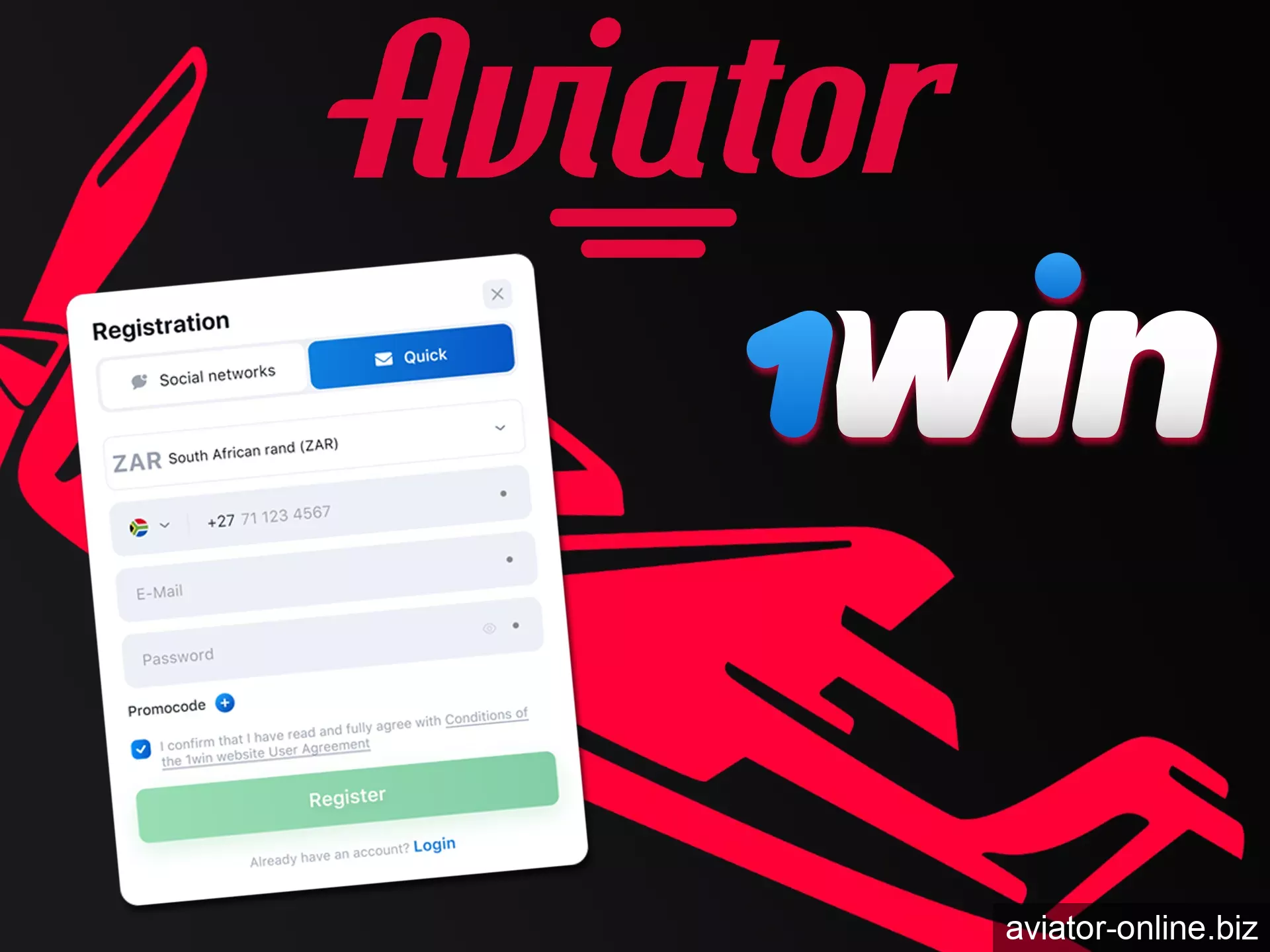 Register on 1Win and start playing Aviator.