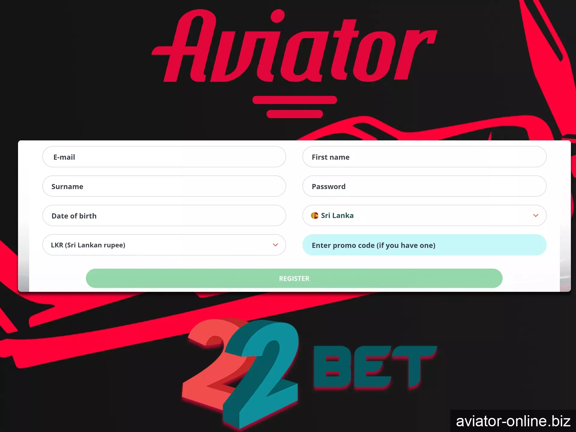 Start playing Aviator at 22Bet Casino after creating an account.