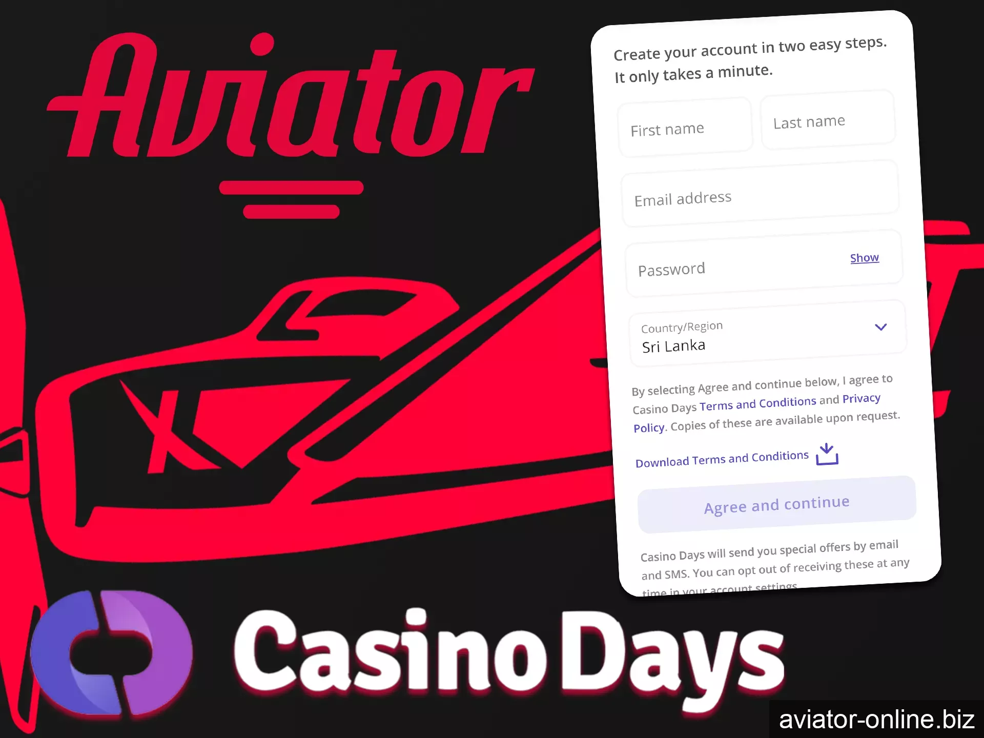 Play Aviator on the Casino Days website after registering.