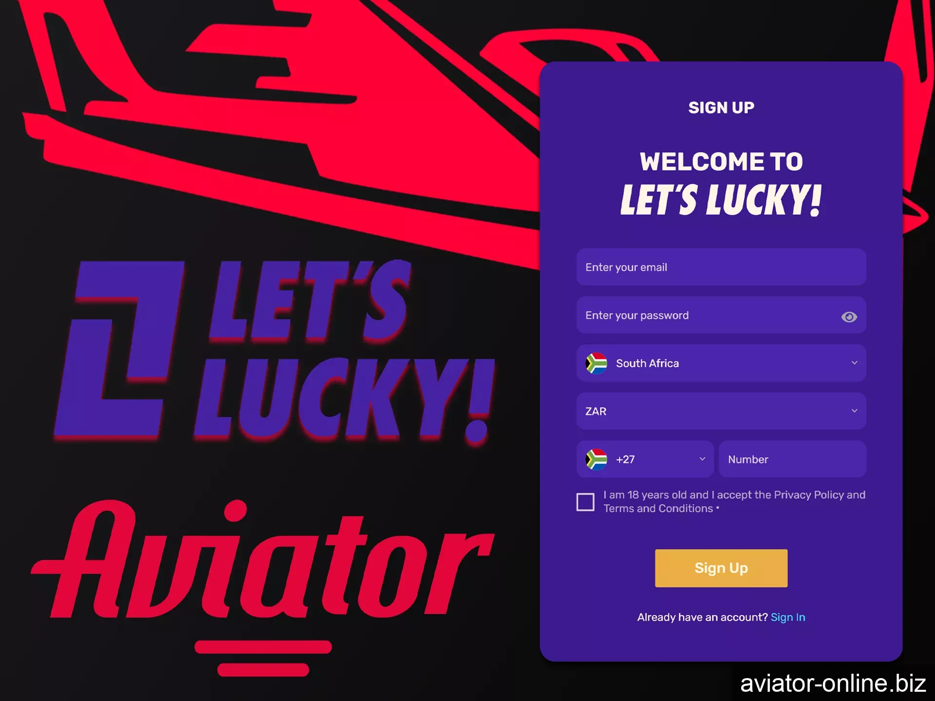 You will be able to start playing Aviator after registering on Letslucky.