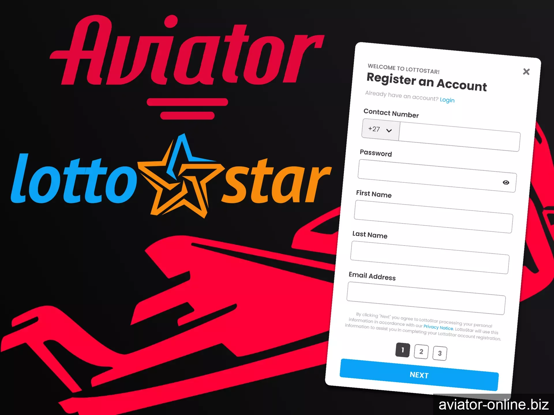 Aviator will be available to play after registering on Lottostar.