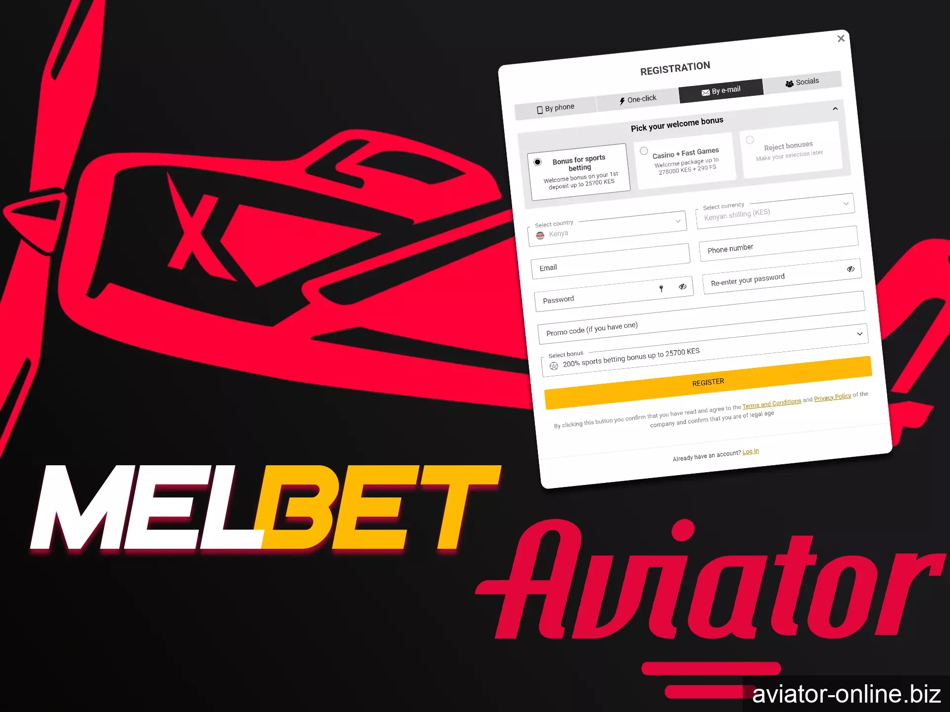 Register an account at Melbet and play Aviator.