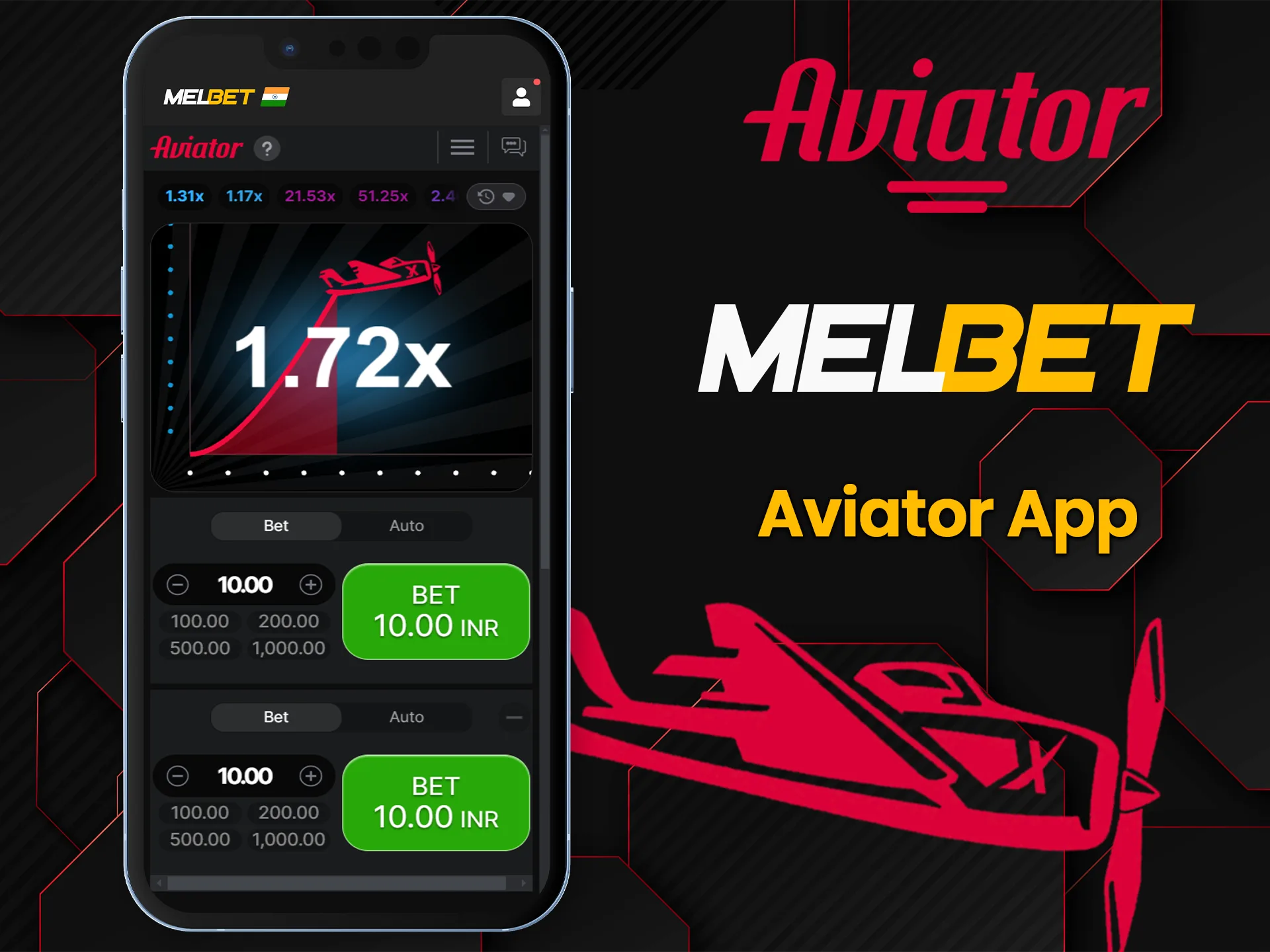 Spend your time with the Aviator game in the Melbet app.