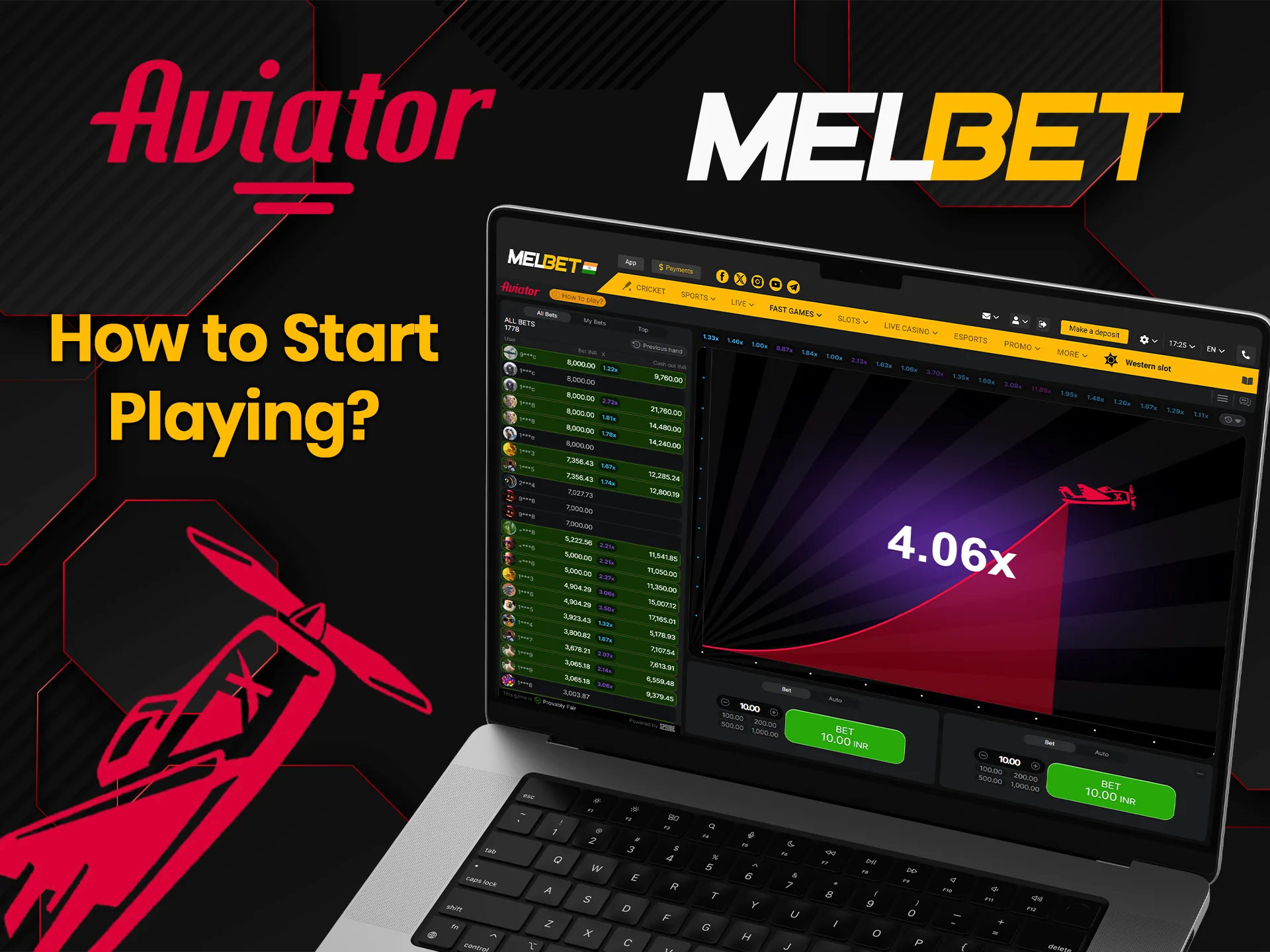 Before you start playing Aviator, fund your Melbet account balance.